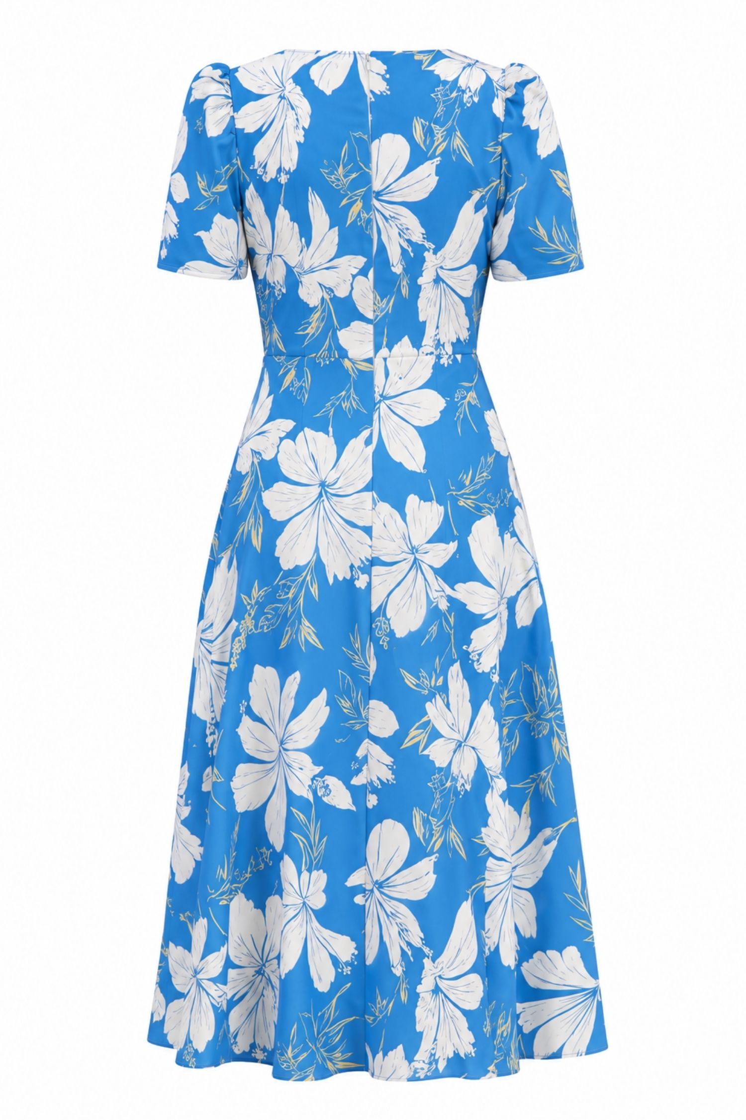 Rochie din material subtire albastra midi in clos imprimata floral- StarShinerS 6 - StarShinerS.ro
