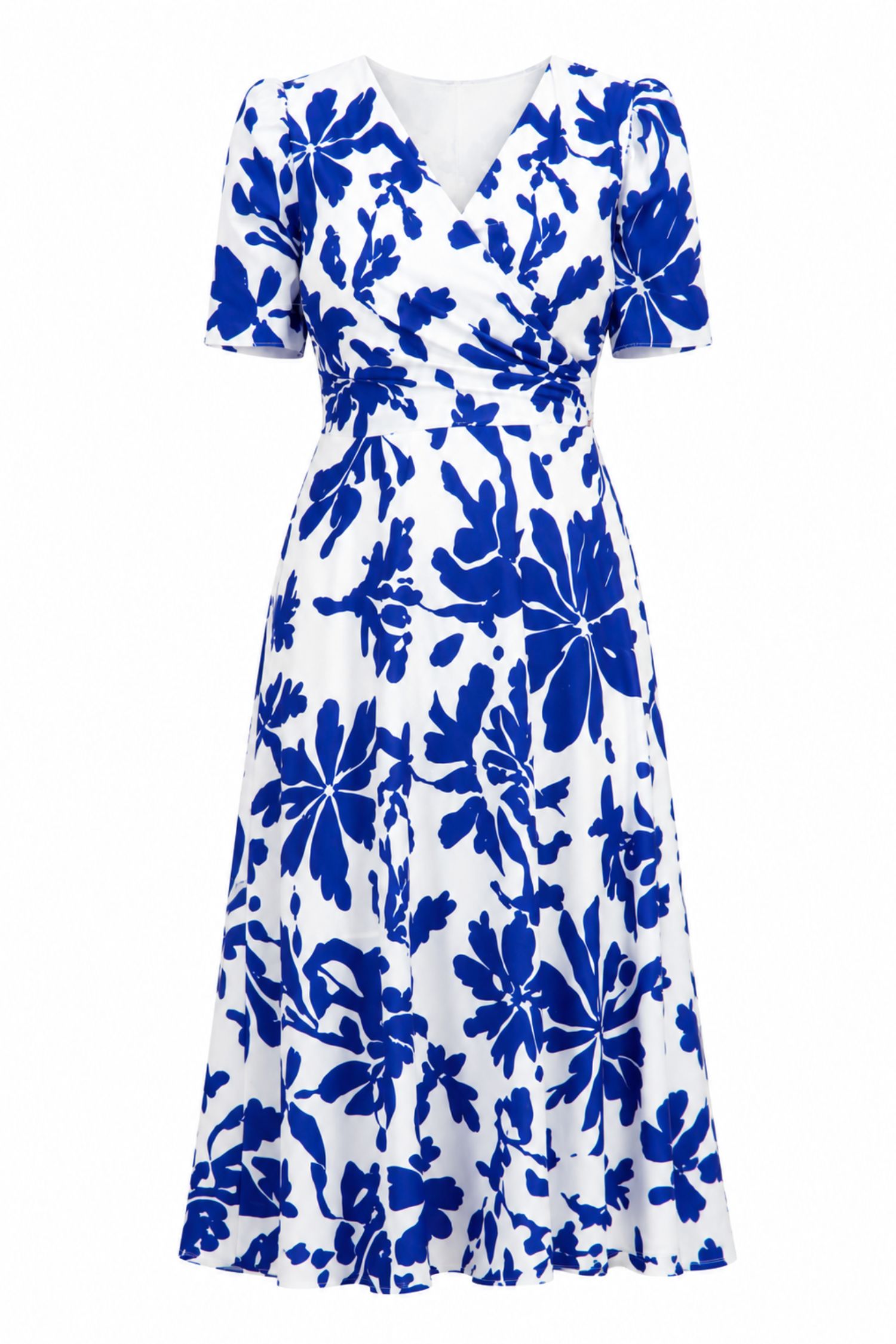 Rochie din material subtire bleumarin midi in clos imprimata floral- StarShinerS 4 - StarShinerS.ro