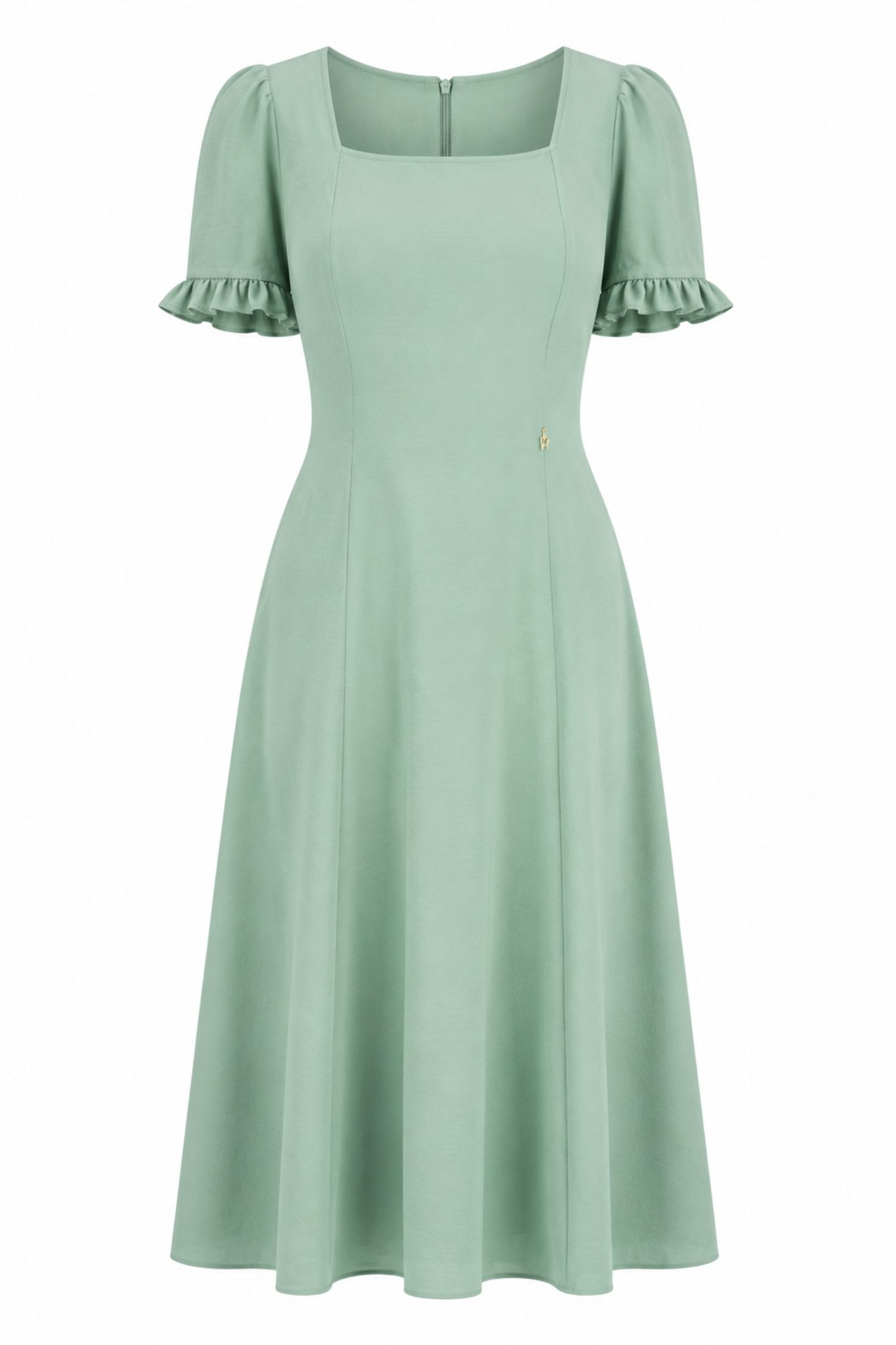 Rochie din viscoza mint midi in clos cu volanase la maneca - StarShinerS 4 - StarShinerS.ro