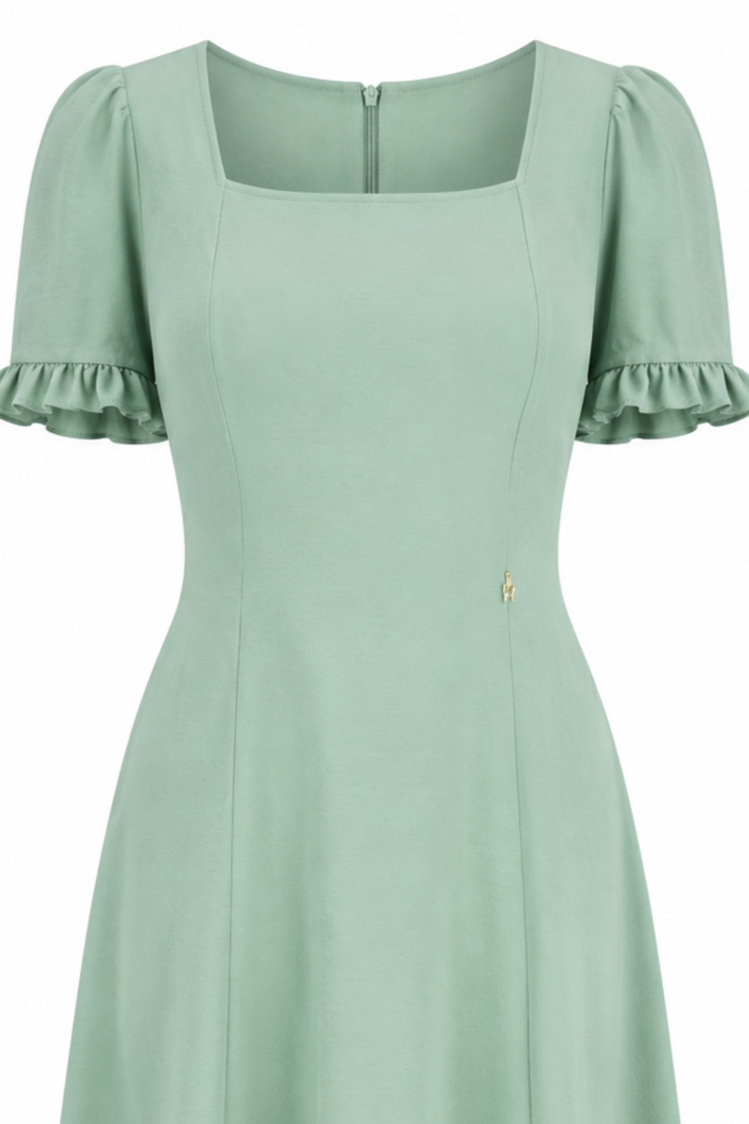 Rochie din viscoza mint midi in clos cu volanase la maneca - StarShinerS 5 - StarShinerS.ro