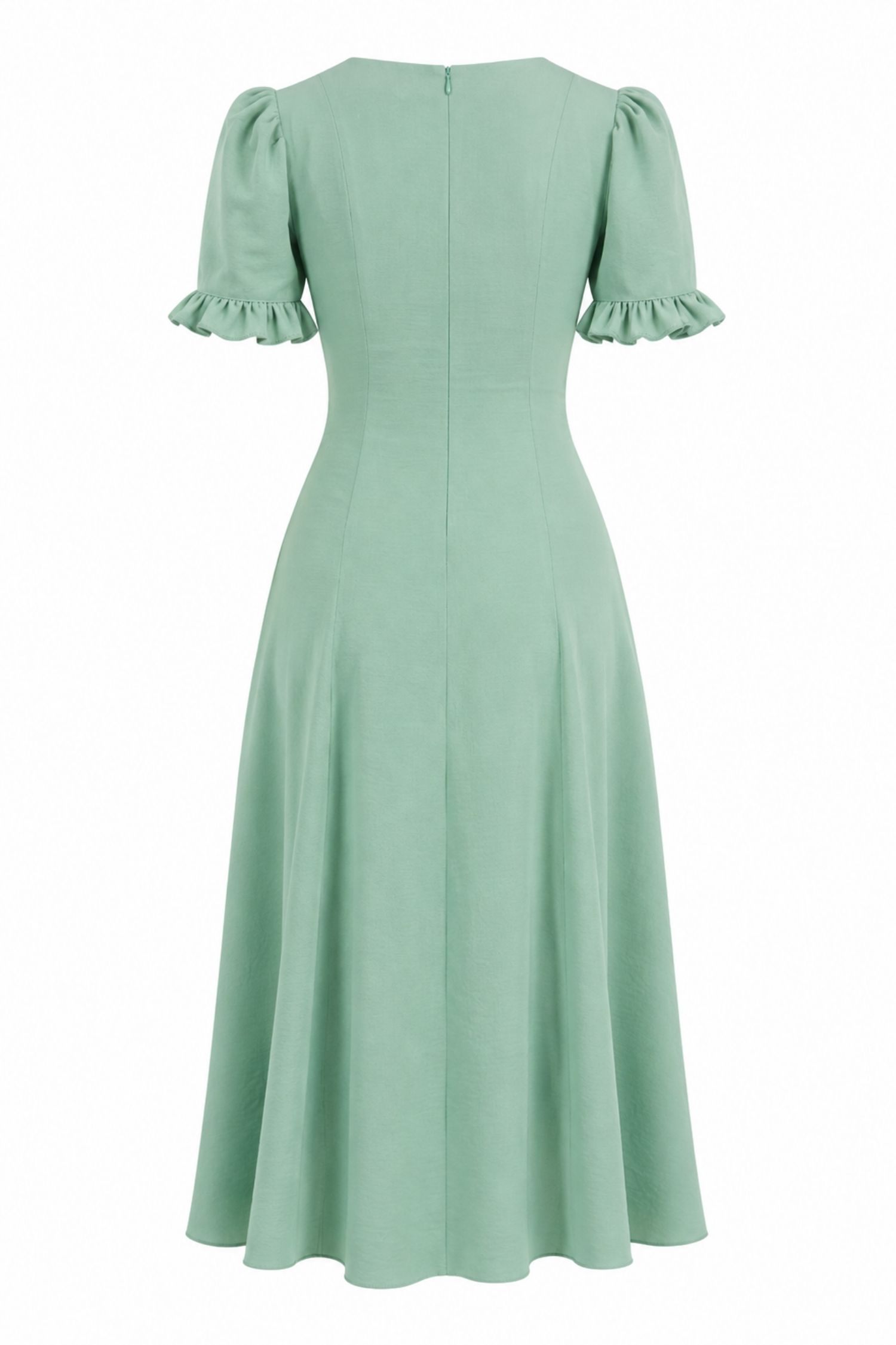 Rochie din viscoza mint midi in clos cu volanase la maneca - StarShinerS 6 - StarShinerS.ro