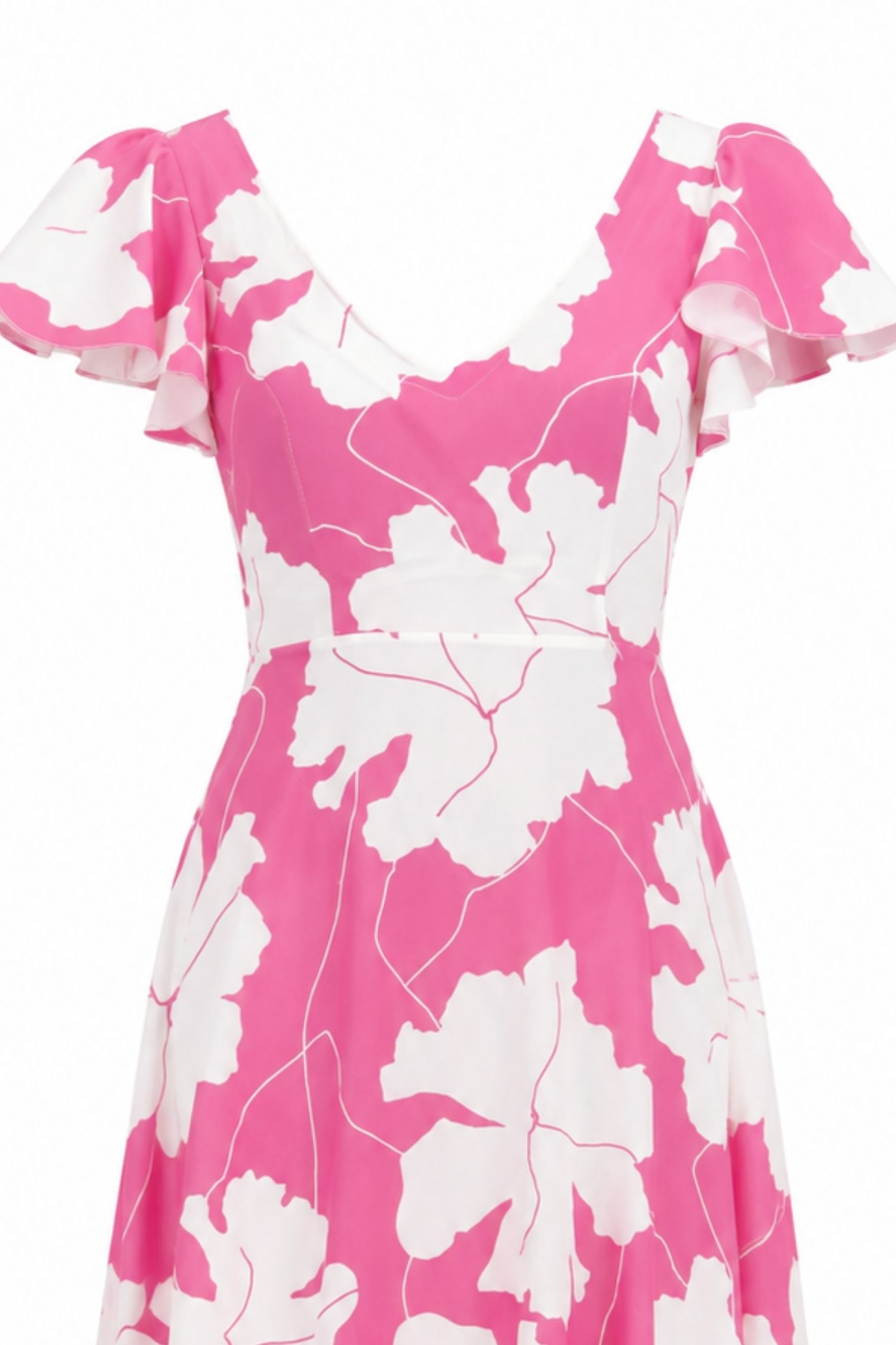 Rochie din viscoza asimetrica roz midi in clos imprimata - StarShinerS 6 - StarShinerS.ro