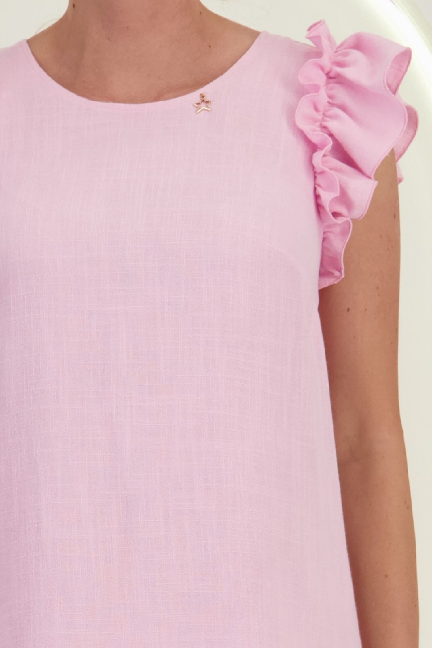 Rochie din viscoza si in roz deschis scurta cu croi larg - StarShinerS 3 - StarShinerS.ro