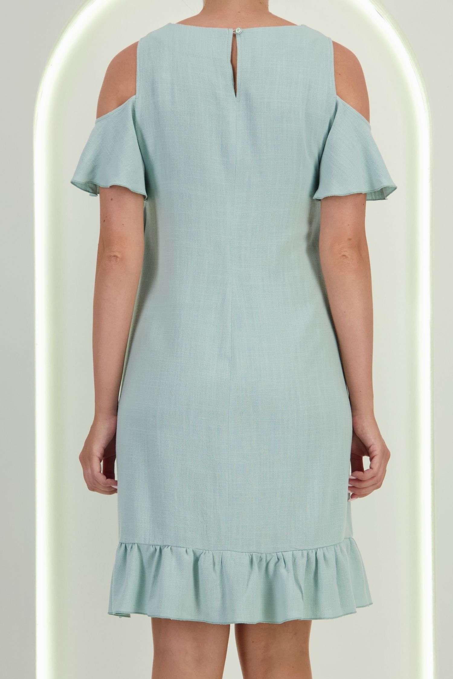 Rochie din viscoza si in mint scurta cu croi larg si umeri decupati - StarShinerS 4 - StarShinerS.ro