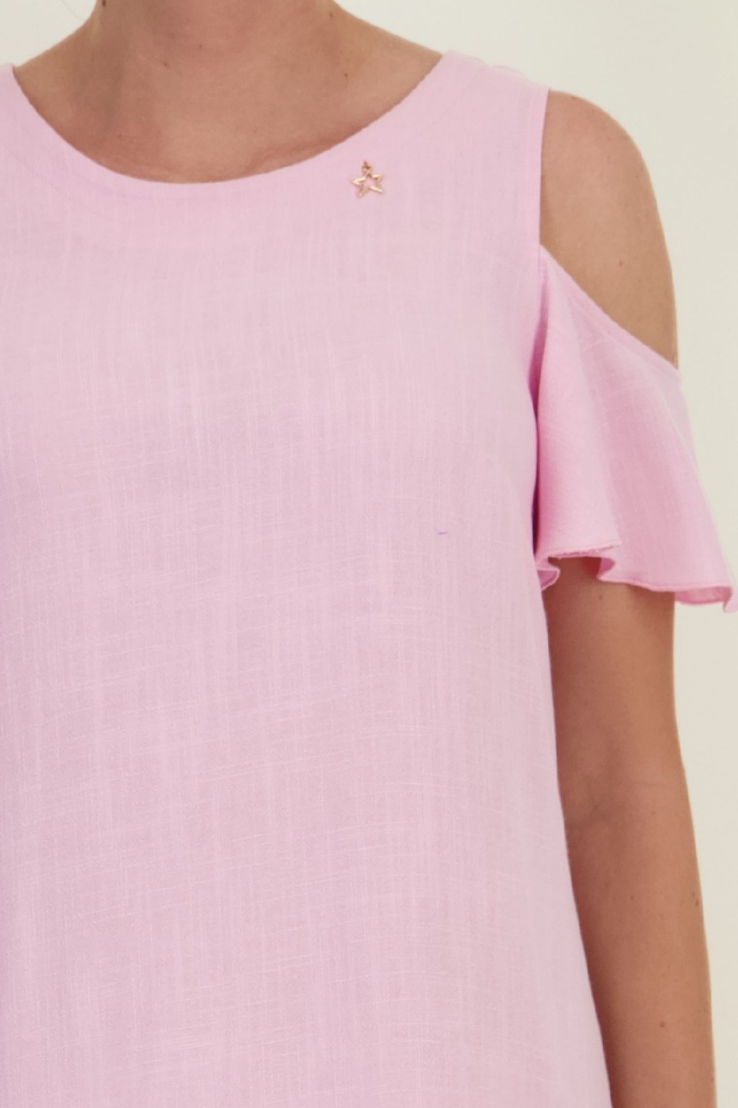 Rochie din viscoza si in roz deschis scurta cu croi larg si umeri decupati - StarShinerS 5 - StarShinerS.ro