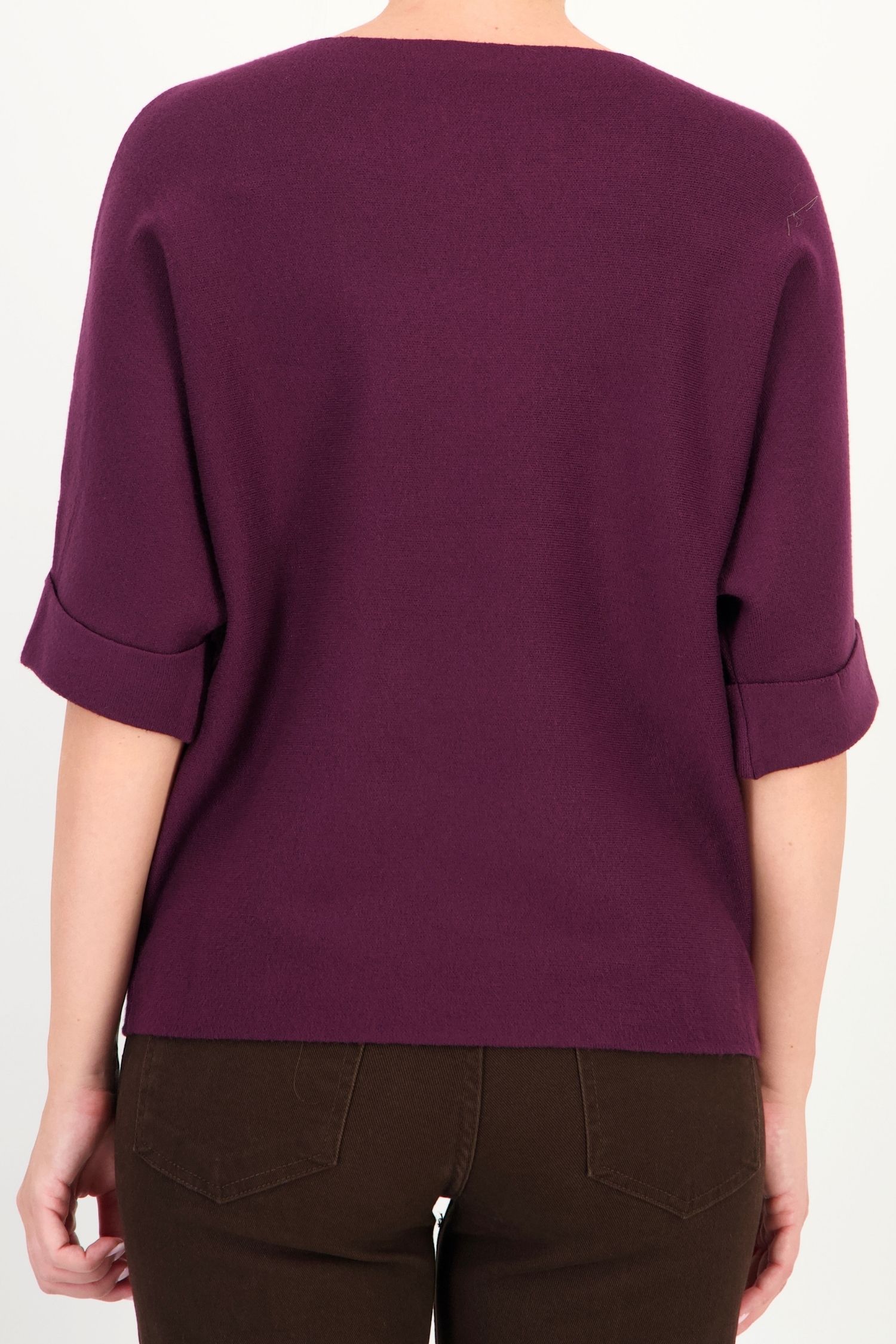 Bluza dama din tricot fin visinie cu un croi larg si accesoriu cu pietre strass 5 - StarShinerS.ro