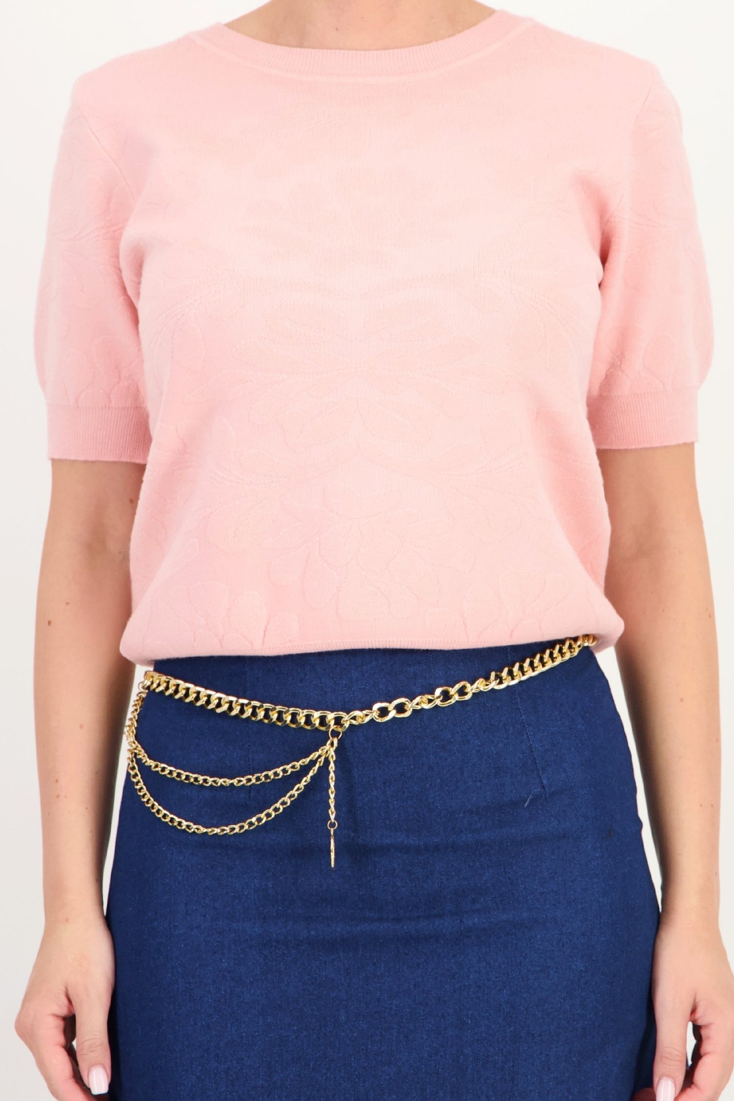 Bluza dama din tricot fin roz pudra cu un croi larg si model floral 4 - StarShinerS.ro