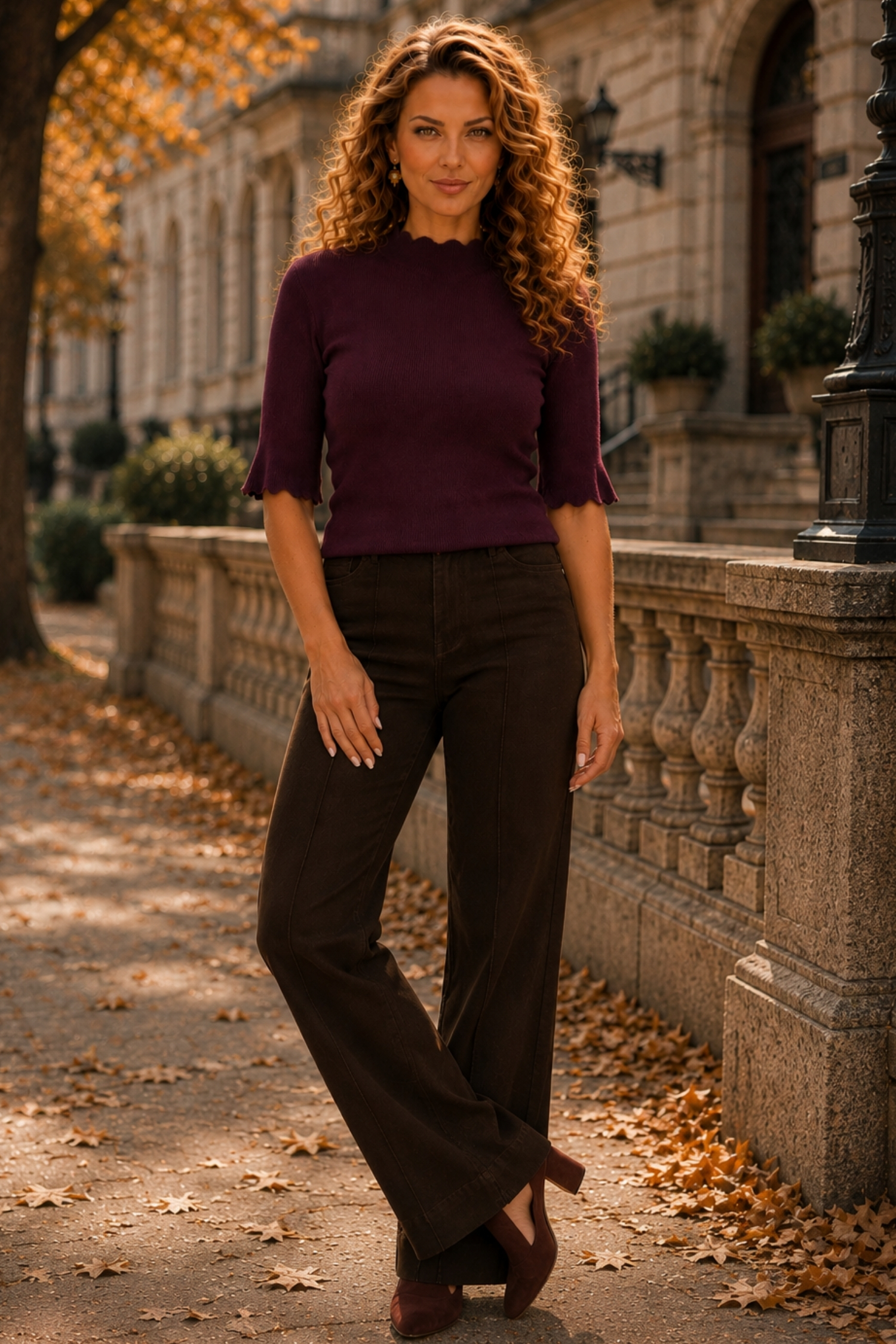 Bluza dama din tricot fin visinie cu un croi mulat si decupaje speciale 2 - StarShinerS.ro