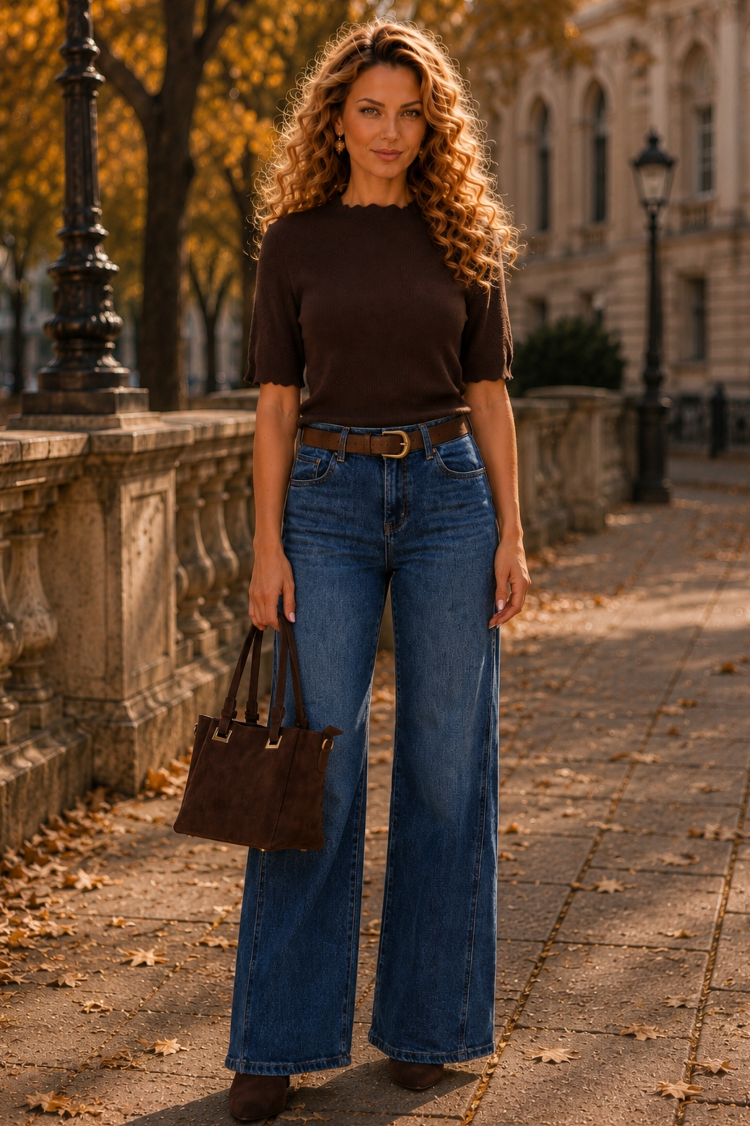 Bluza dama din tricot fin maro cu un croi mulat si decupaje speciale 2 - StarShinerS.ro