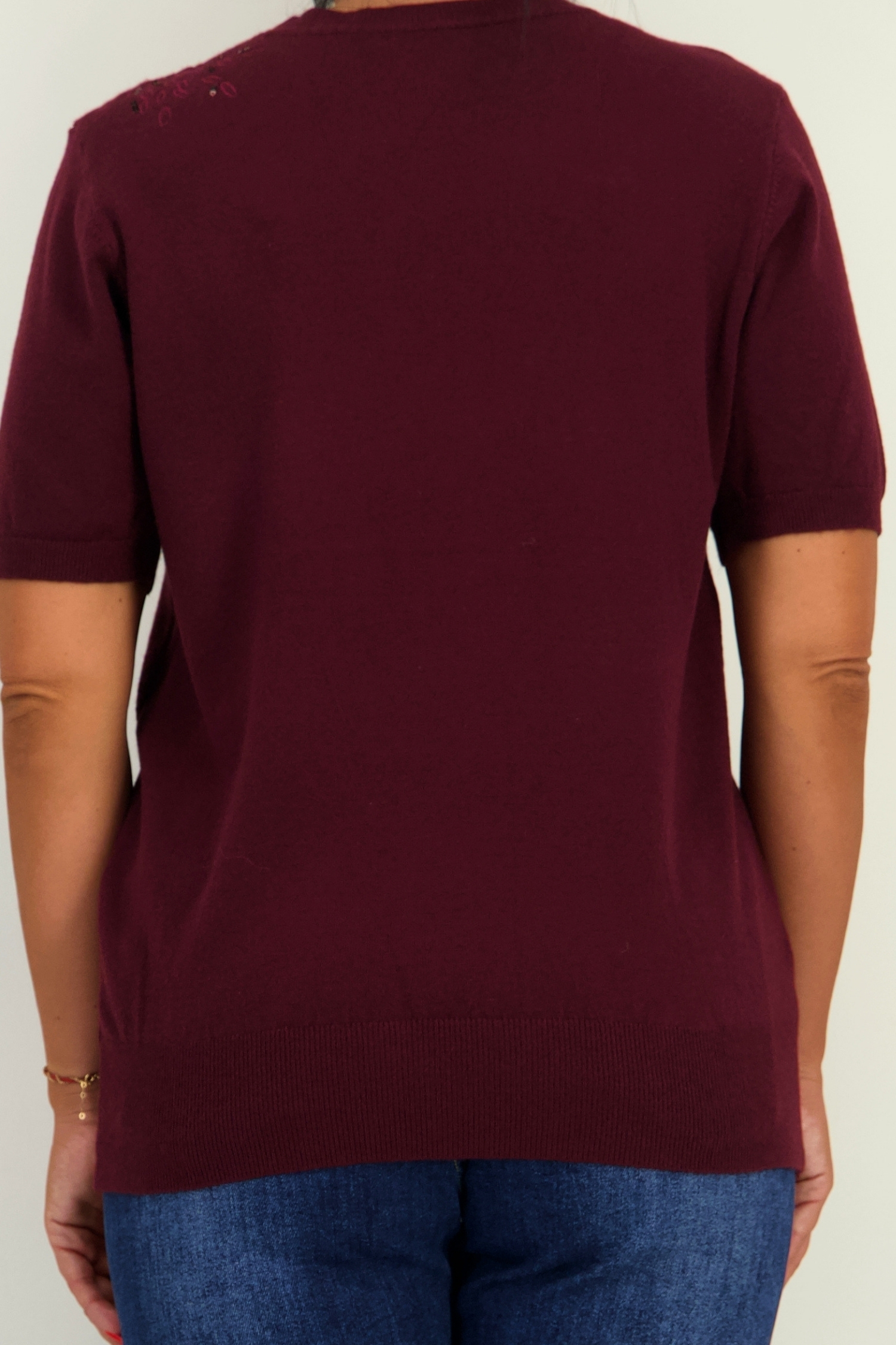 Bluza dama din tricot visinie cu croi larg si detaliu decorativ 5 - StarShinerS.ro