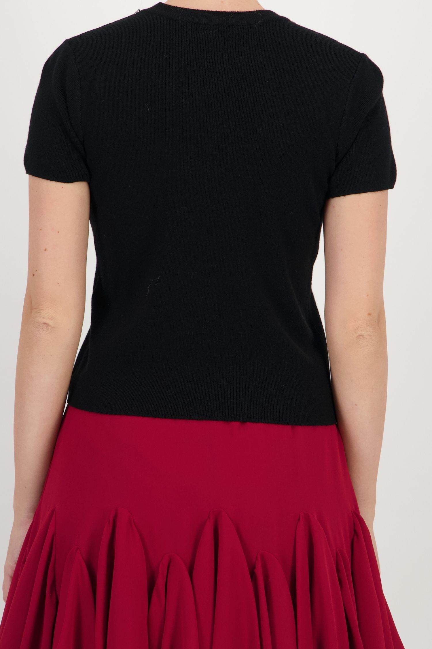 Bluza dama din tricot neagra cu maneca scurta si croi larg cu pietre strass 5 - StarShinerS.ro