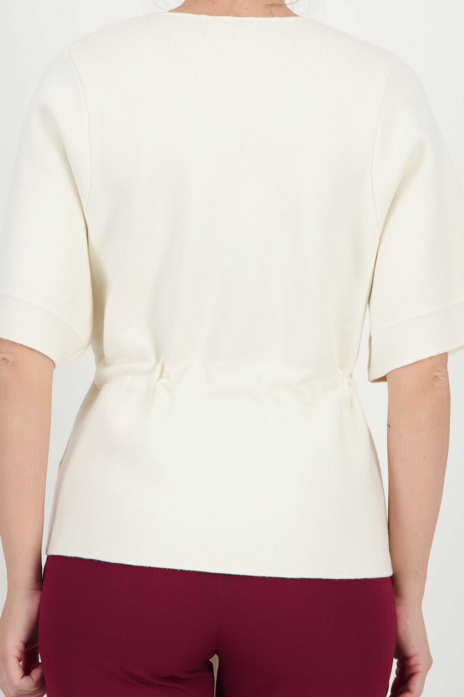 Bluza dama din tricot fin alba cu un croi larg si cordon in talie 5 - StarShinerS.ro