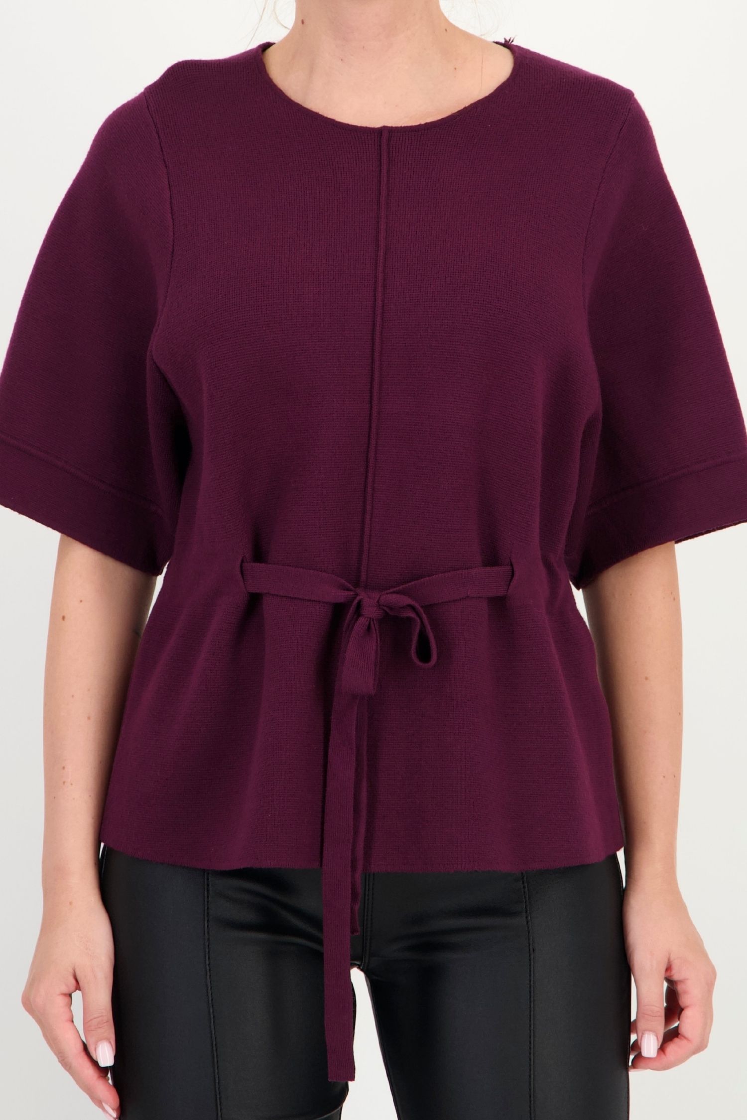Bluza dama din tricot fin mov cu un croi larg si cordon in talie 4 - StarShinerS.ro