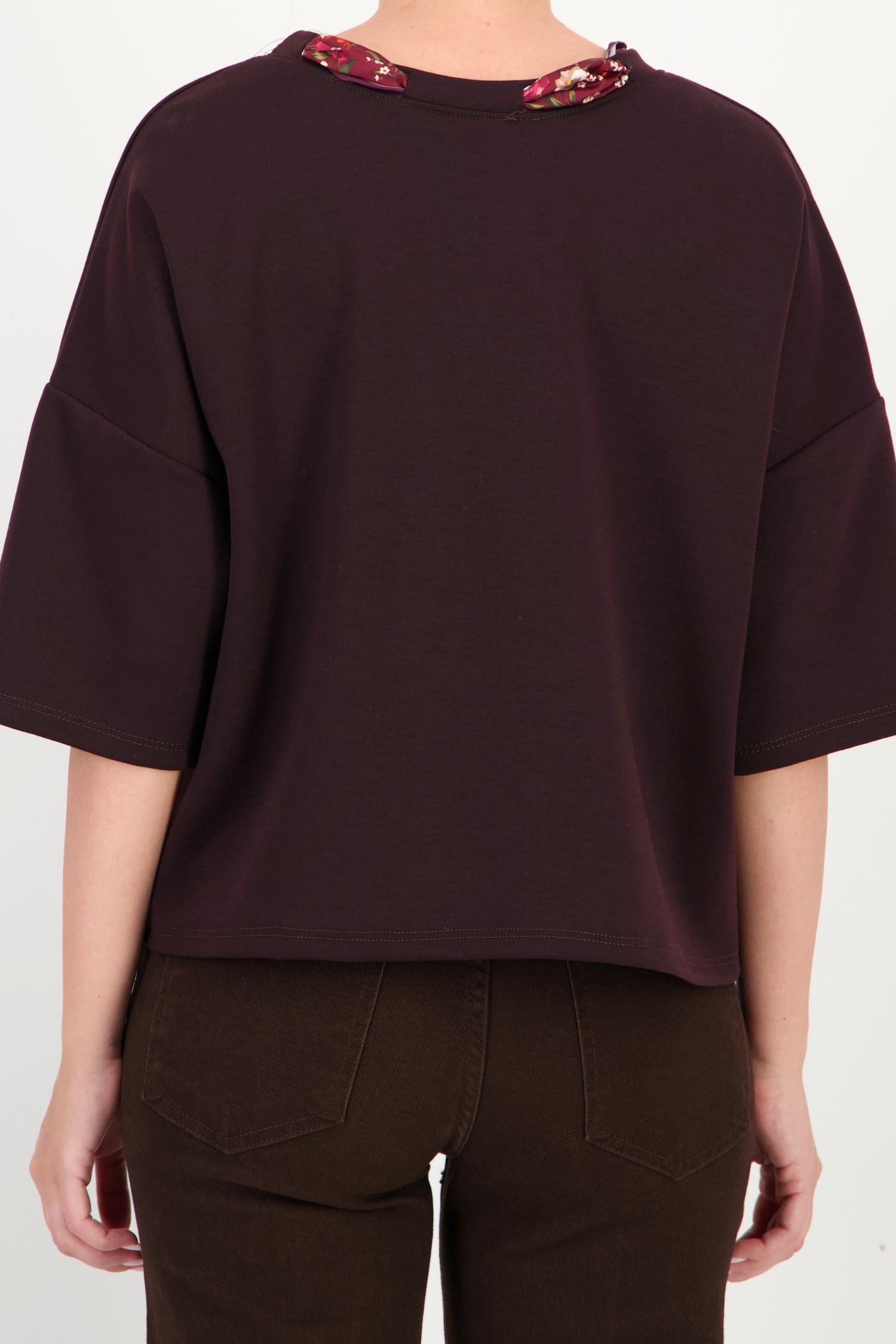 Bluza dama din modal visinie cu un croi larg accesorizata cu esarfa 5 - StarShinerS.ro