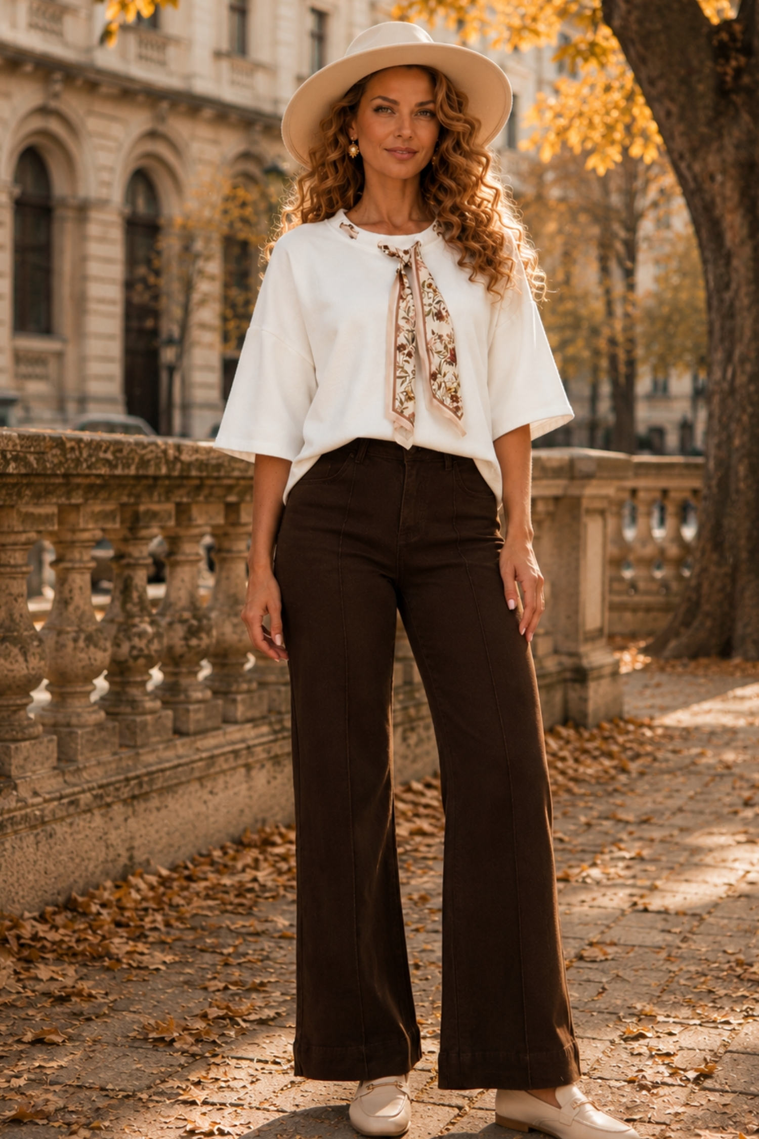 Bluza dama din modal alba cu un croi larg accesorizata cu esarfa 2 - StarShinerS.ro