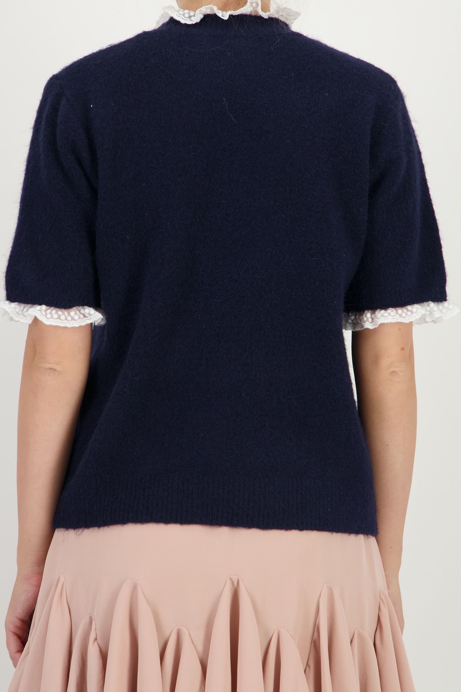 Bluza dama din tricot bleumarin cu un croi larg si aplicatii din dantela 5 - StarShinerS.ro