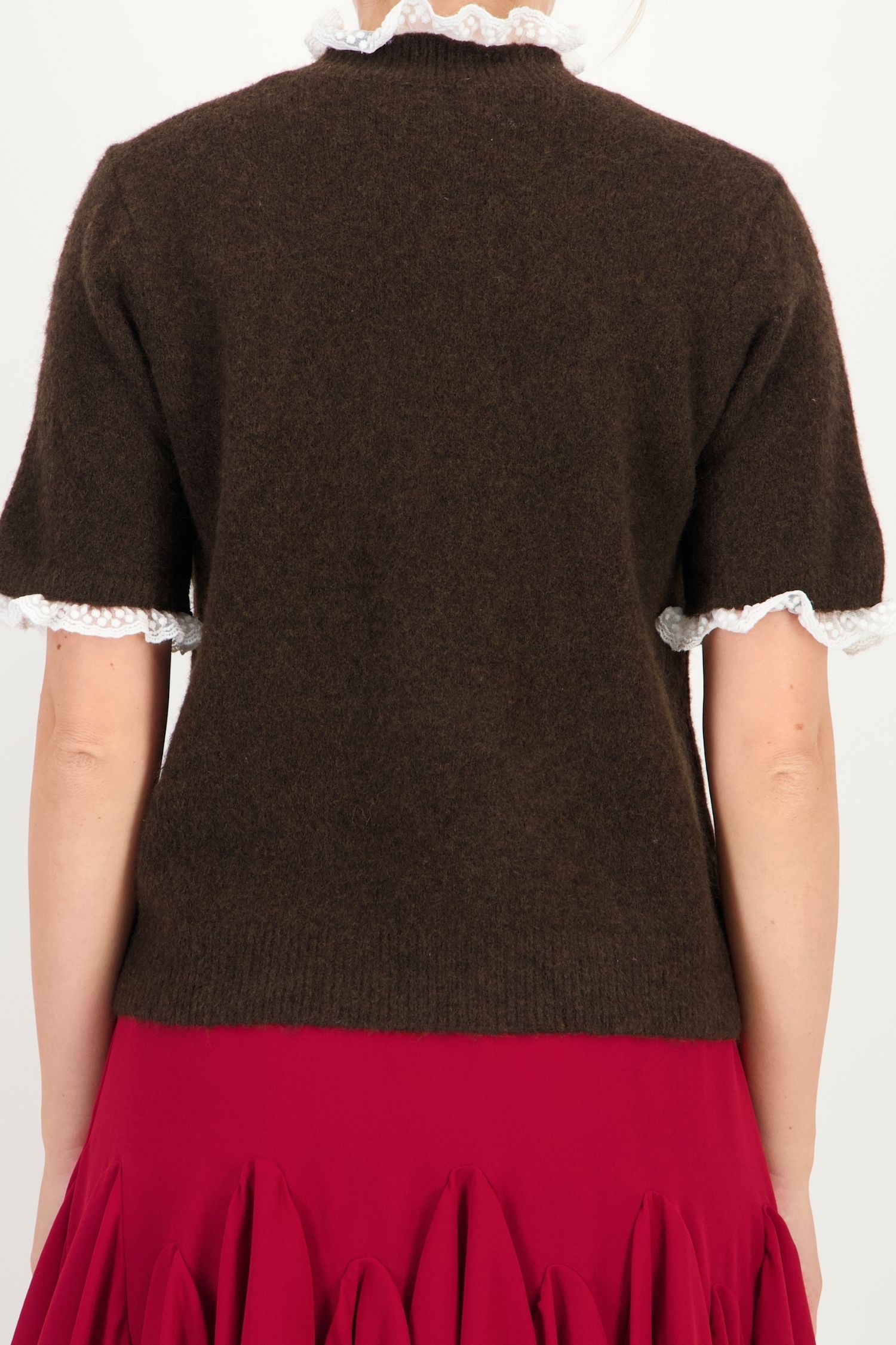 Bluza dama din tricot maro cu un croi larg si aplicatii din dantela 5 - StarShinerS.ro