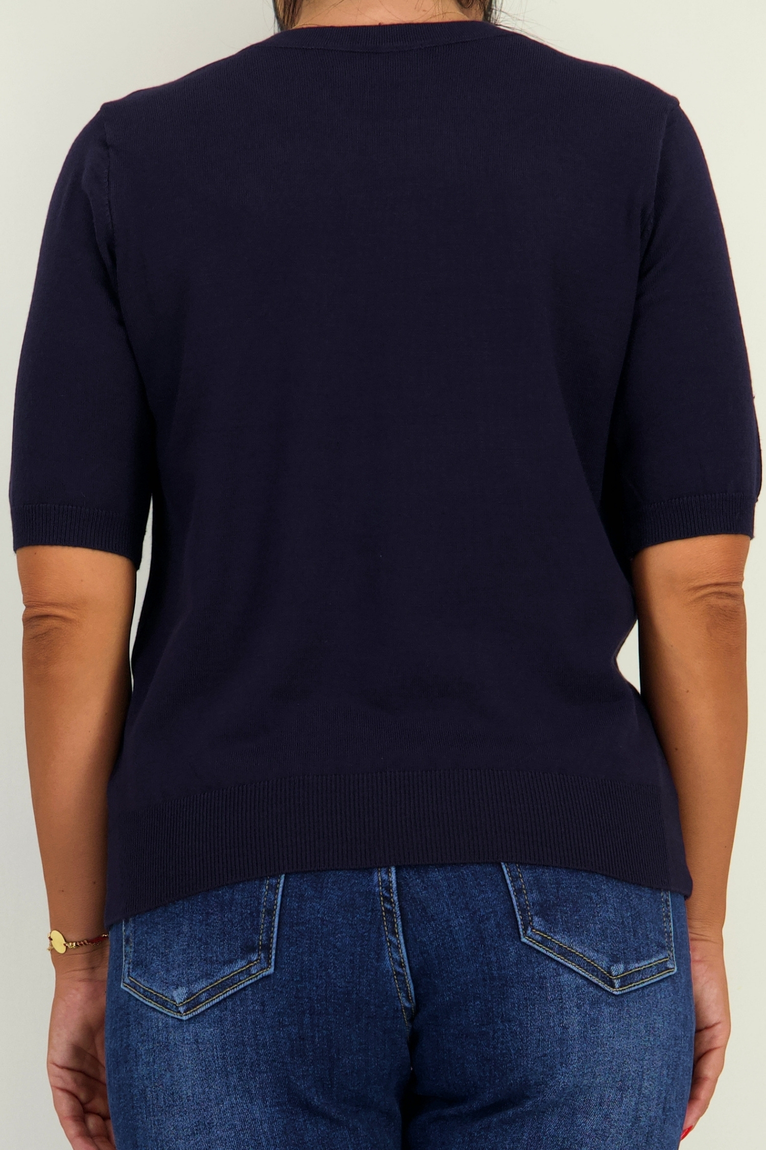 Bluza dama din tricot fin bleumarin cu un croi larg si nasturi decorativi aurii 5 - StarShinerS.ro
