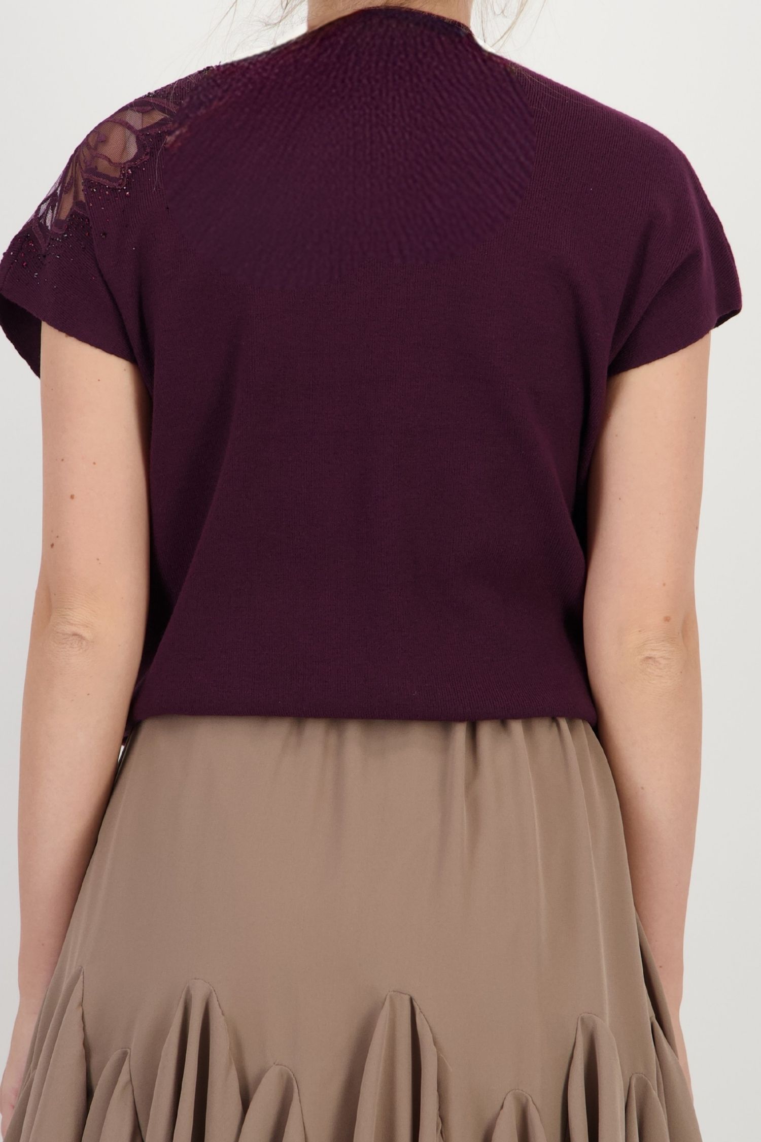 Bluza dama din tricot fin mov cu un croi larg si detaliu decorativ pe umar 5 - StarShinerS.ro