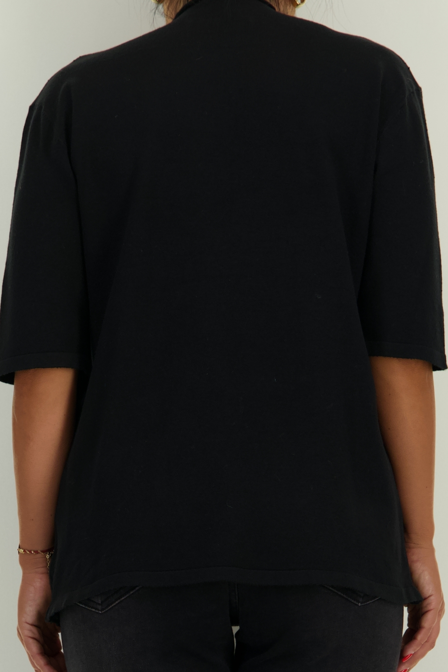Bluza dama din tricot neagra cu un croi larg si aplicatii cu pietre strass 5 - StarShinerS.ro