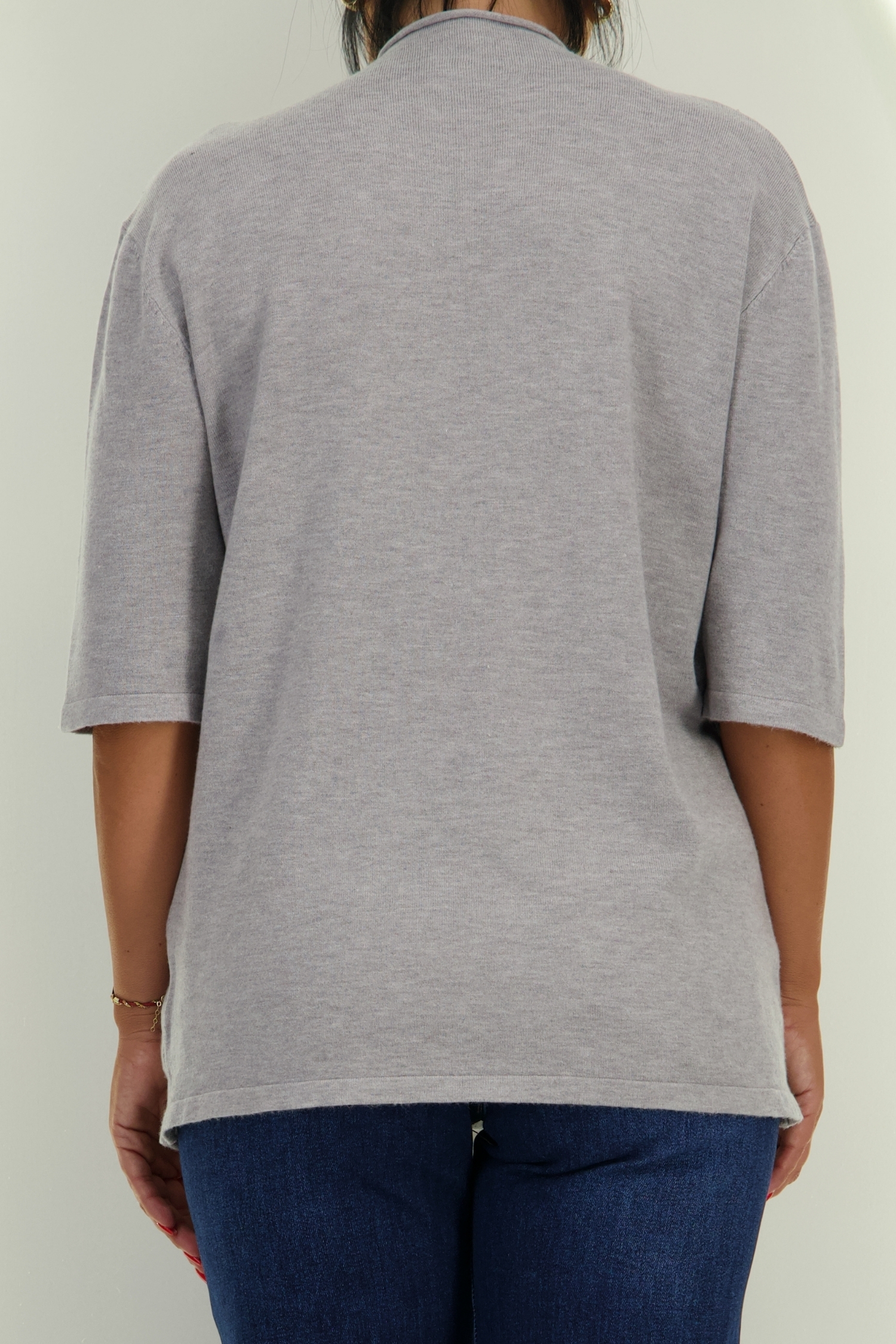 Bluza dama din tricot gri cu un croi larg si aplicatii cu pietre strass 4 - StarShinerS.ro