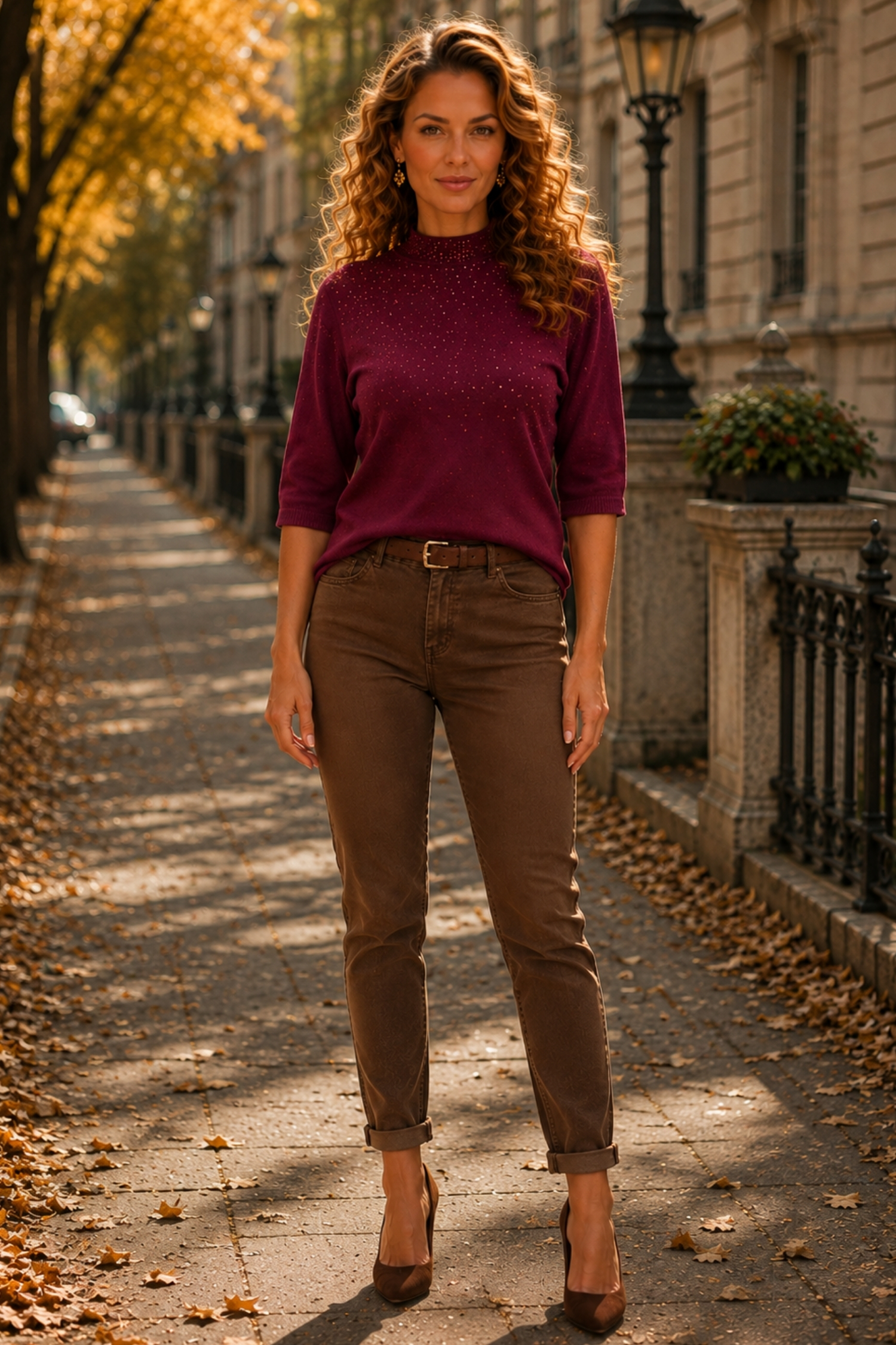 Bluza dama din tricot visinie cu un croi larg si aplicatii cu pietre strass 2 - StarShinerS.ro