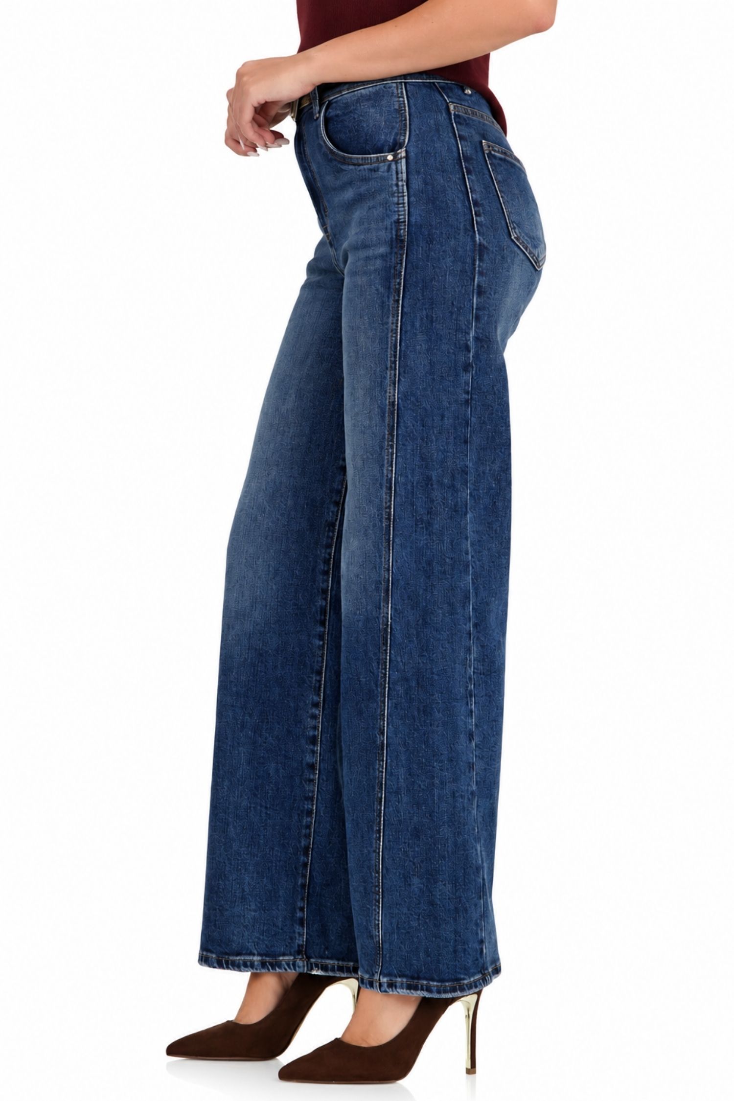 Blugi albastru din denim larg 4 - StarShinerS.ro