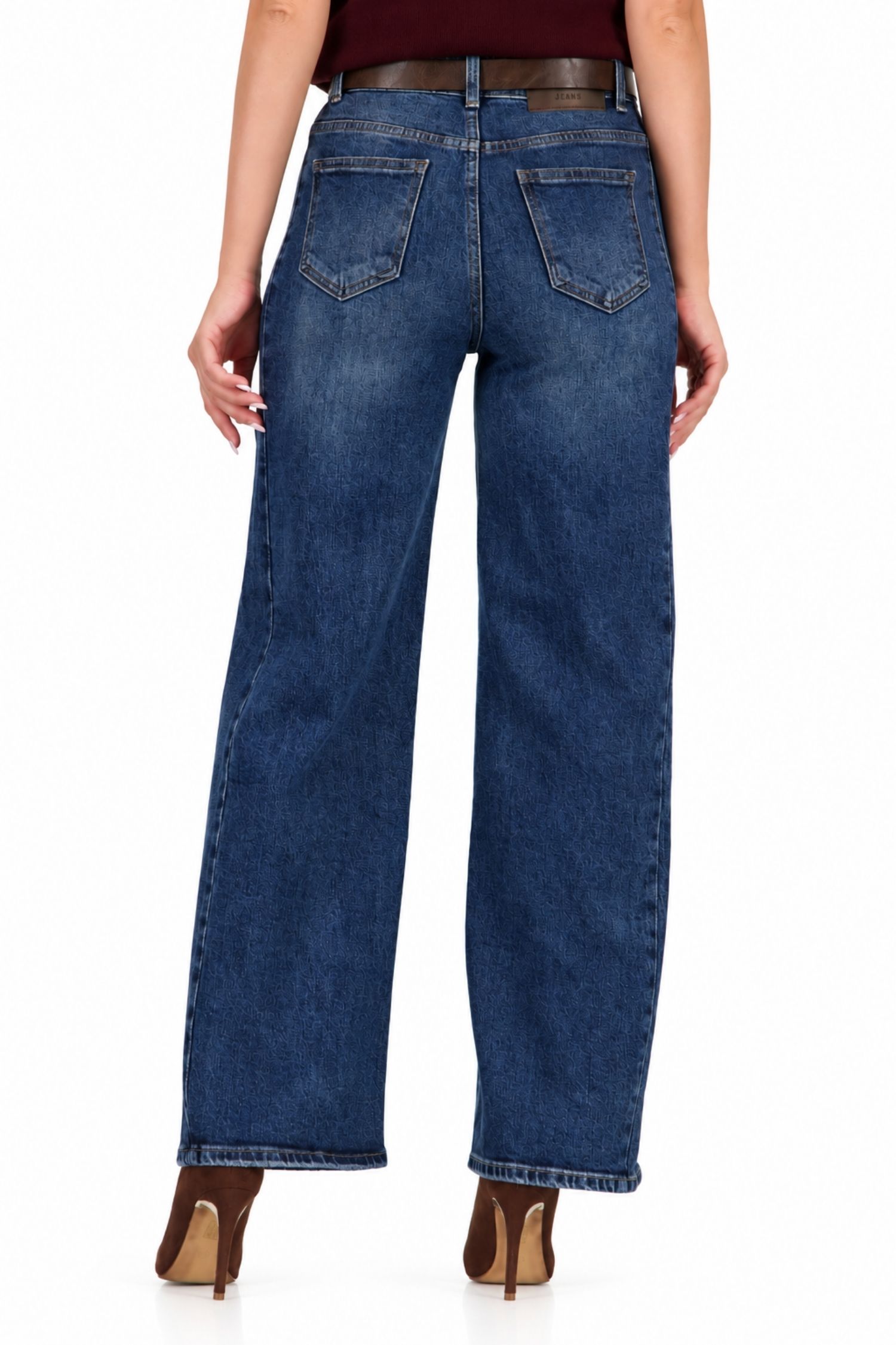 Blugi albastru din denim larg 5 - StarShinerS.ro