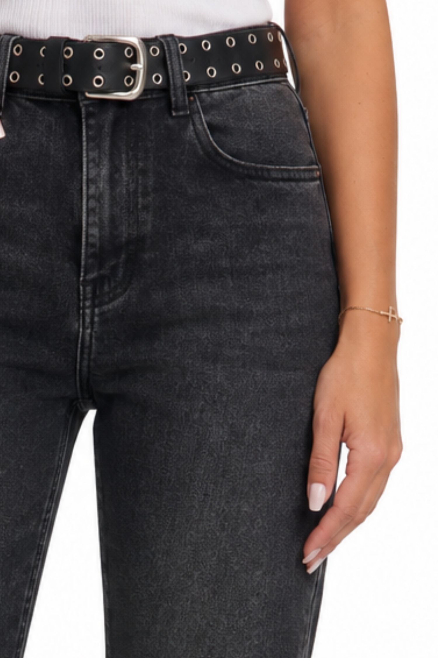 Blugi negru din viscoza lung skinny 5 - StarShinerS.ro