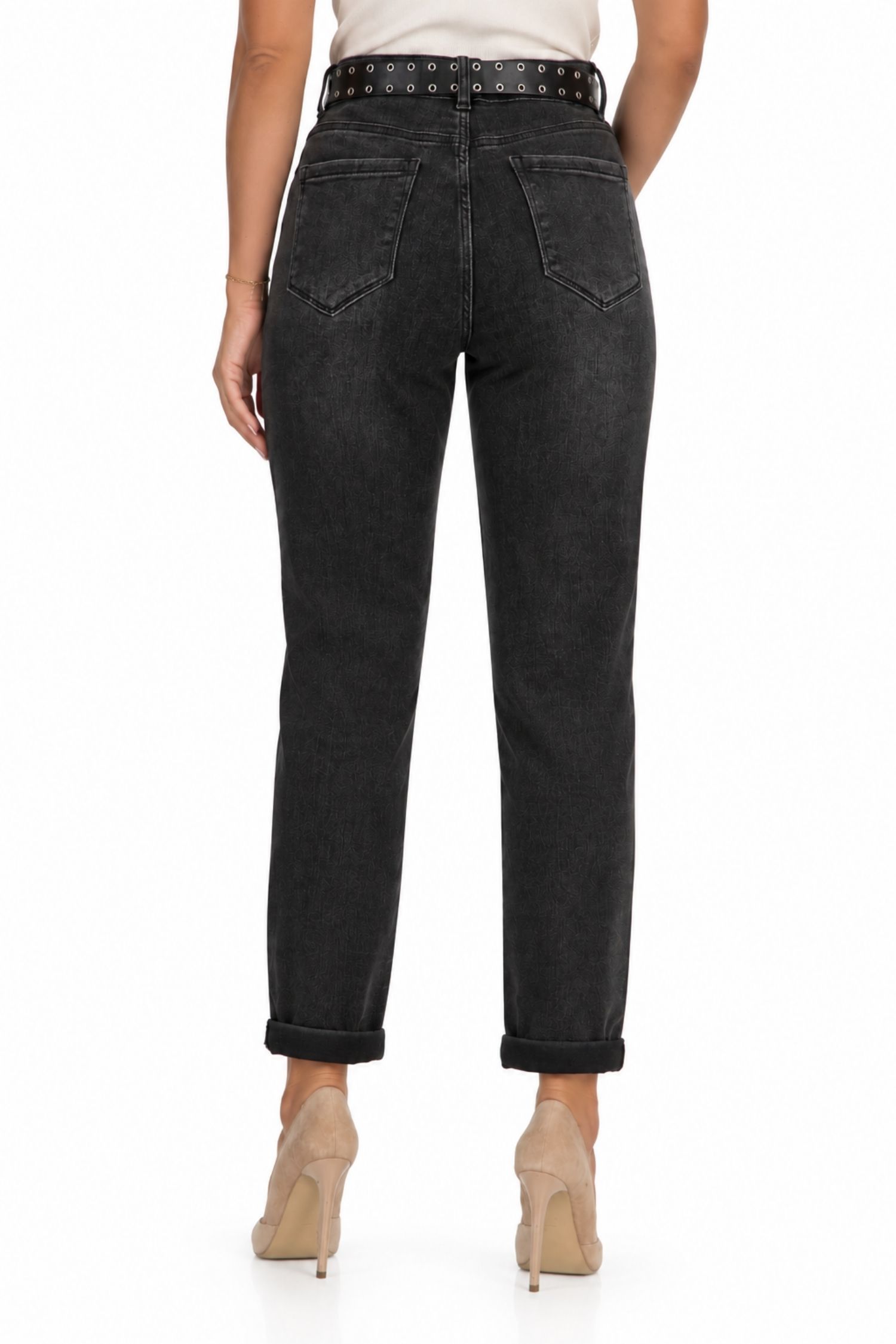 Blugi negru din viscoza lung skinny 4 - StarShinerS.ro