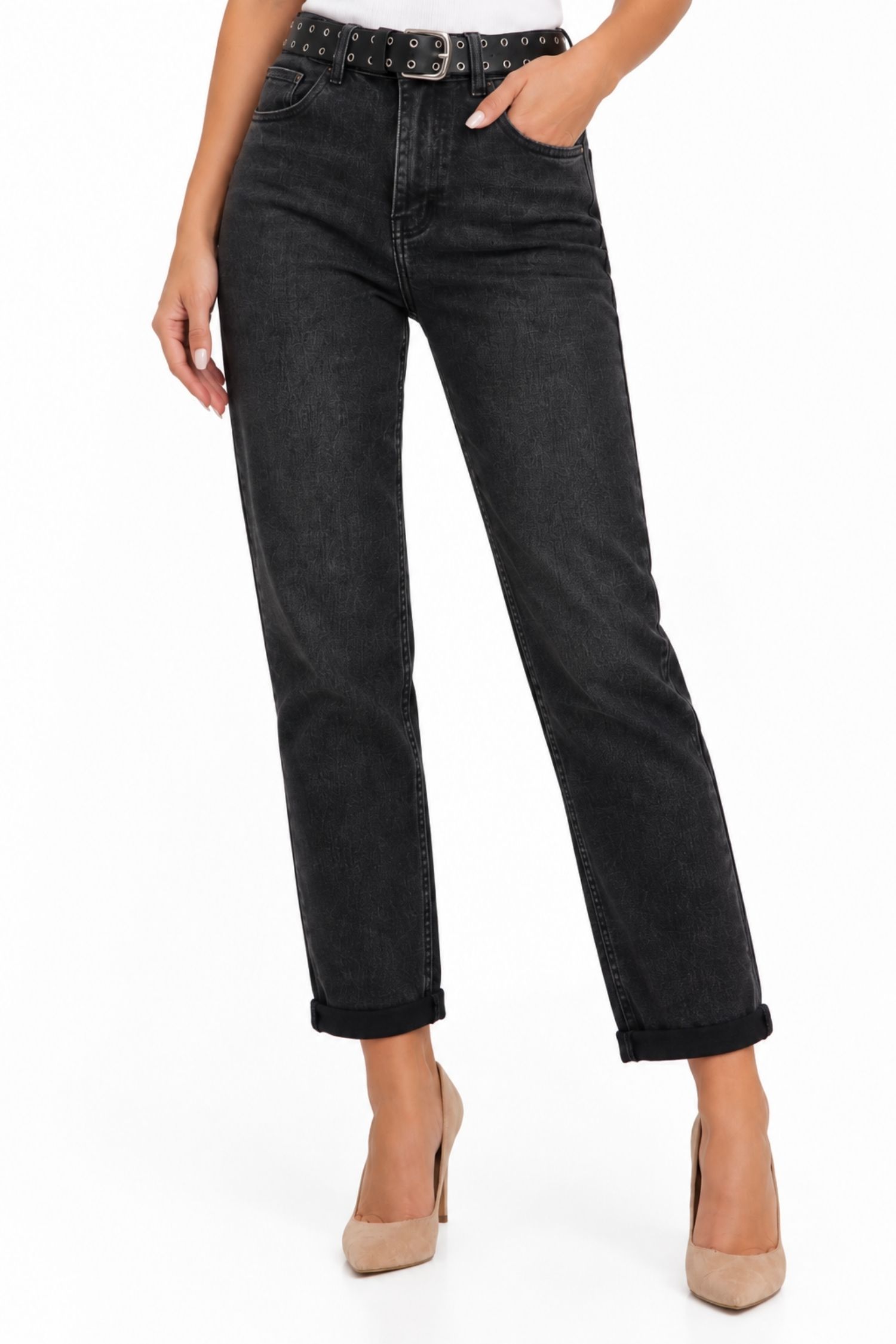 Blugi negru din viscoza lung skinny 3 - StarShinerS.ro