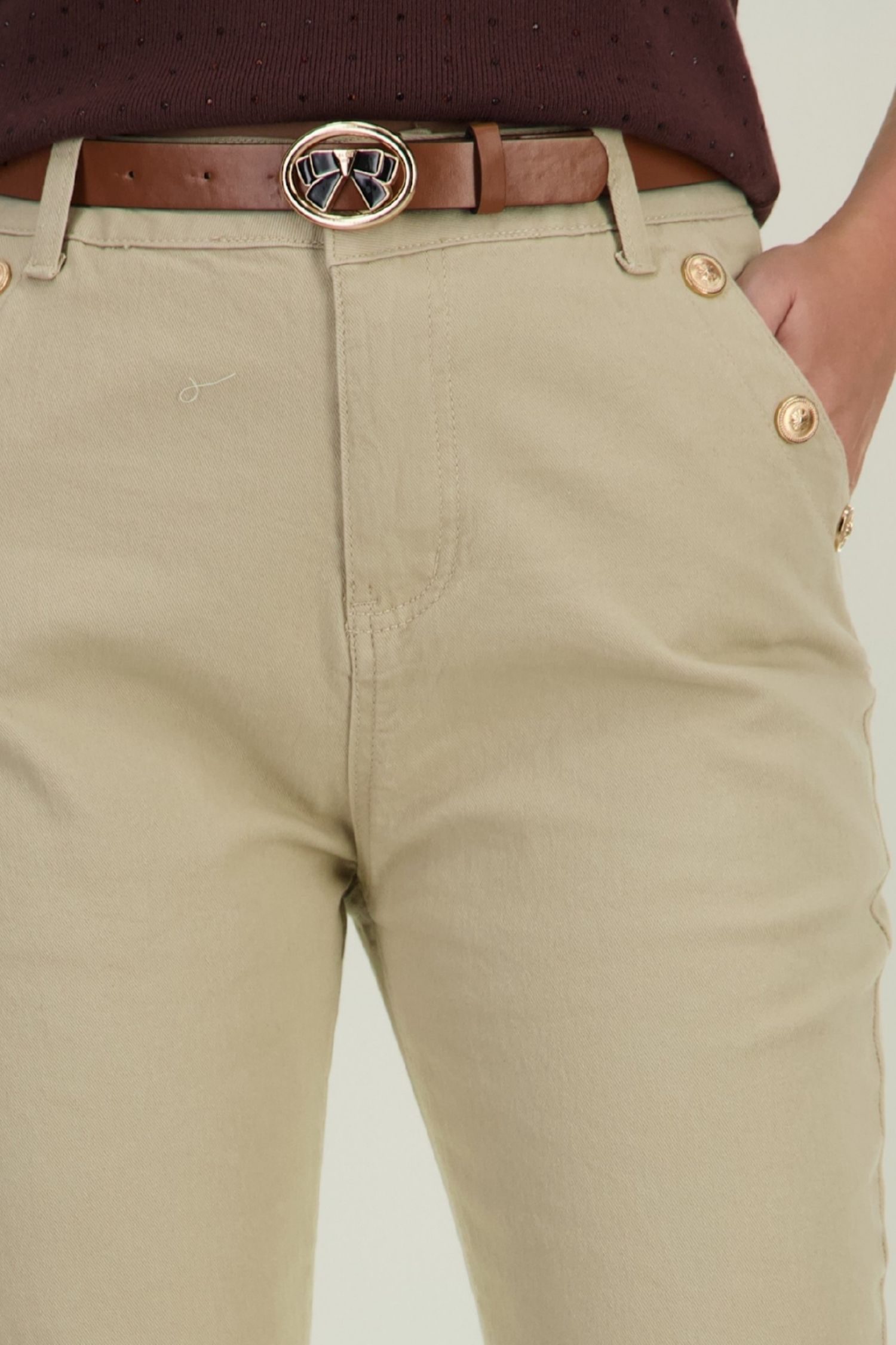 Blugi nude skinny cu talie inalta si accesoriu tip curea 2 - StarShinerS.ro