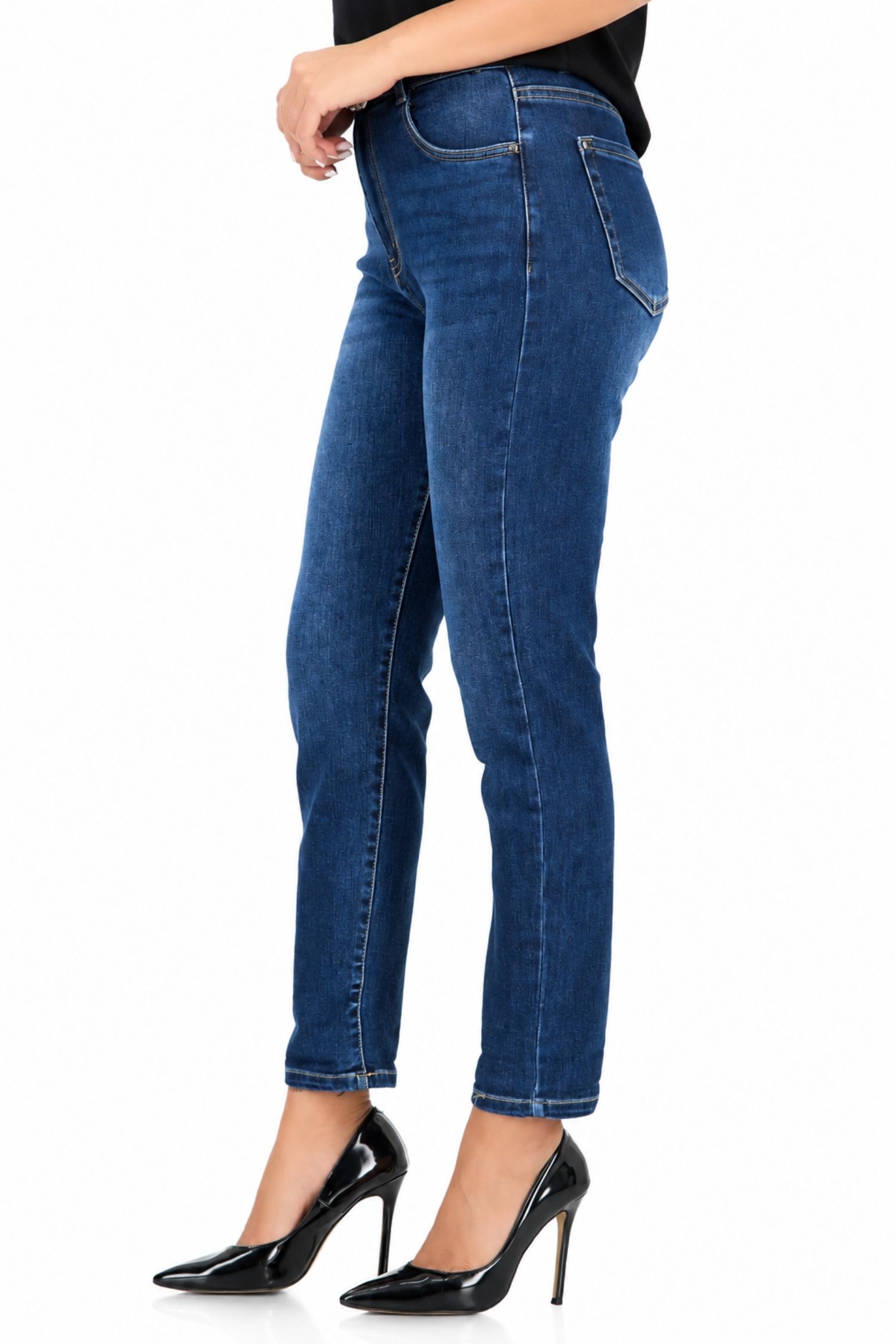 Blugi albastru din denim lung larg 4 - StarShinerS.ro