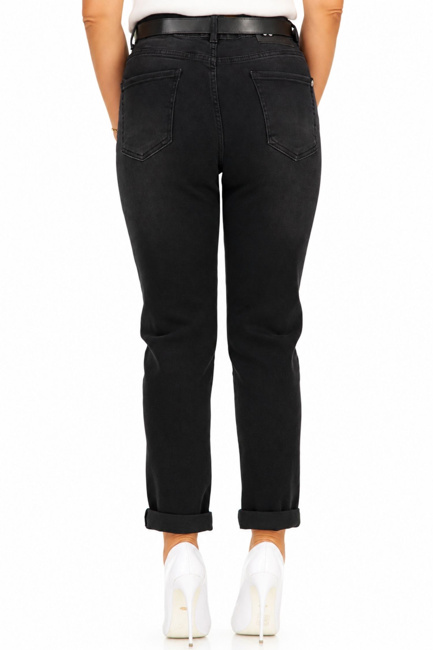 Blugi negru din viscoza lung skinny 3 - StarShinerS.ro