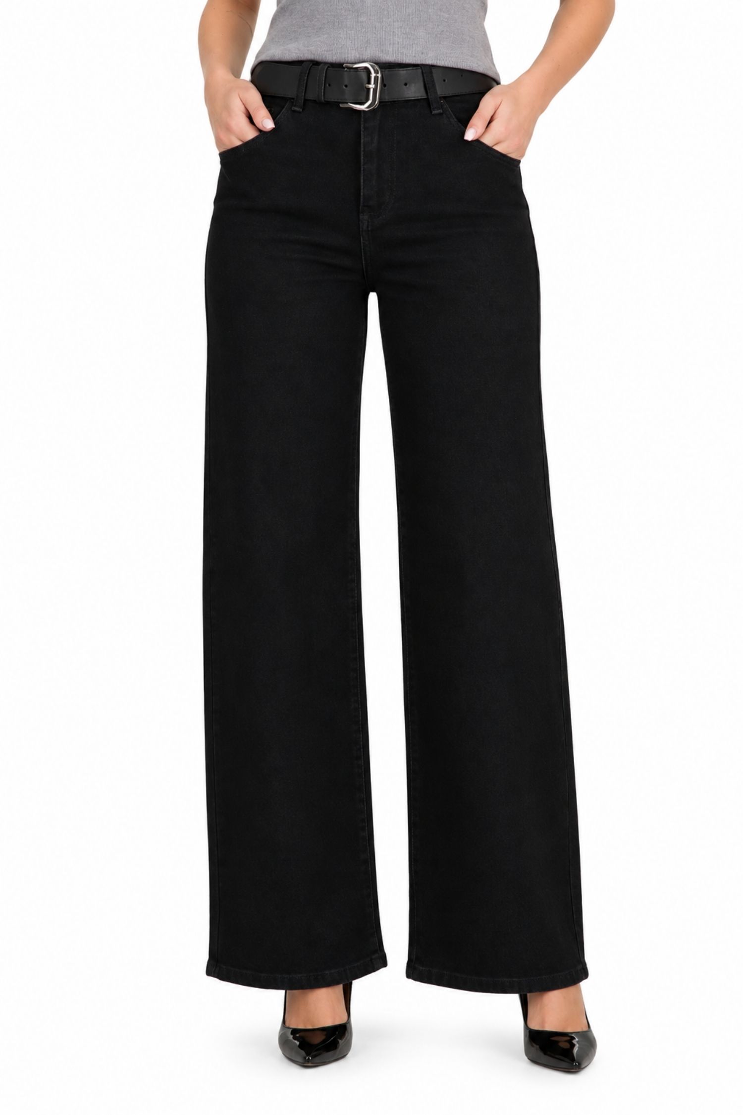 Blugi negru din denim lung larg 3 - StarShinerS.ro