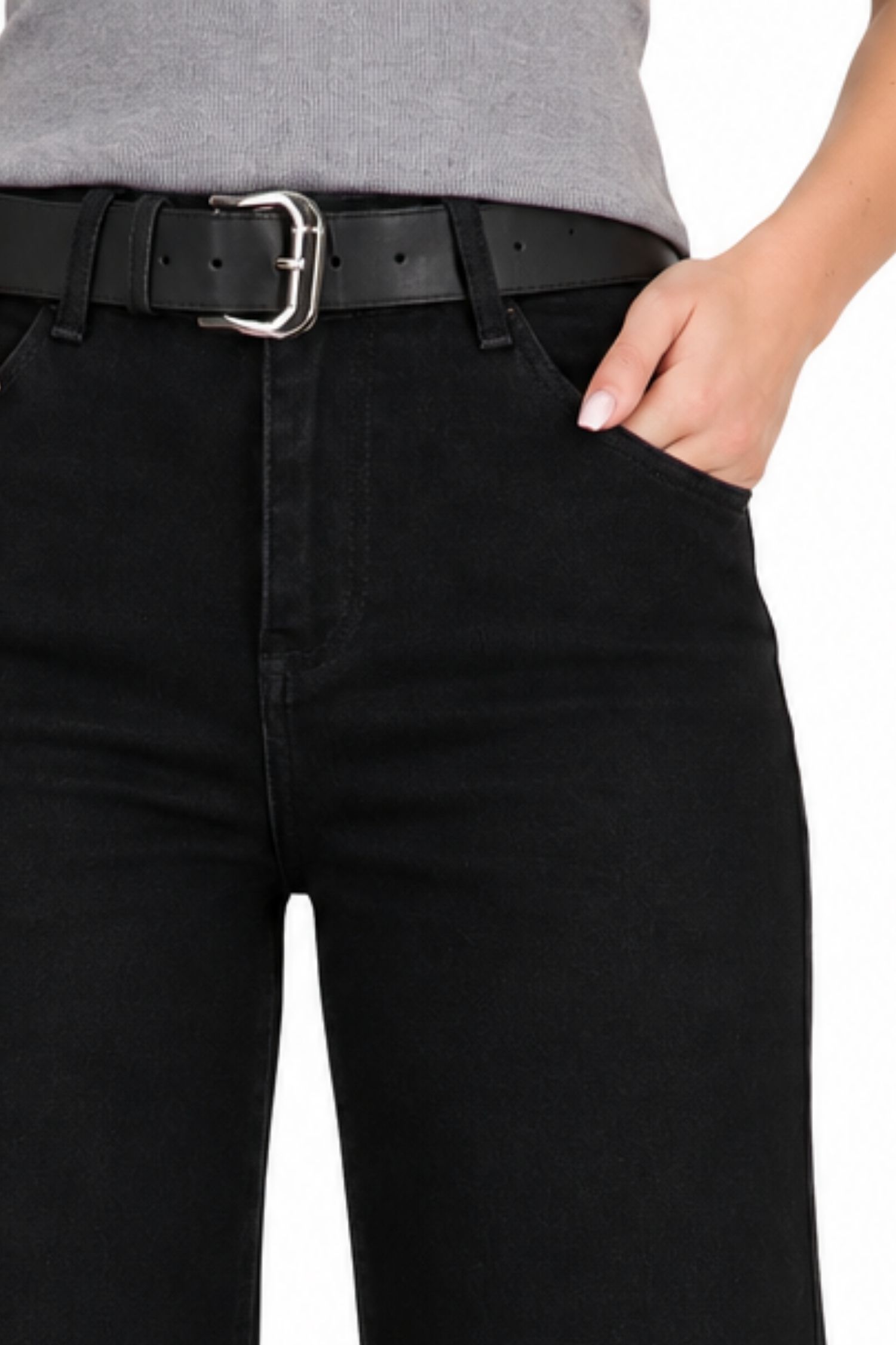 Blugi negru din denim lung larg 6 - StarShinerS.ro