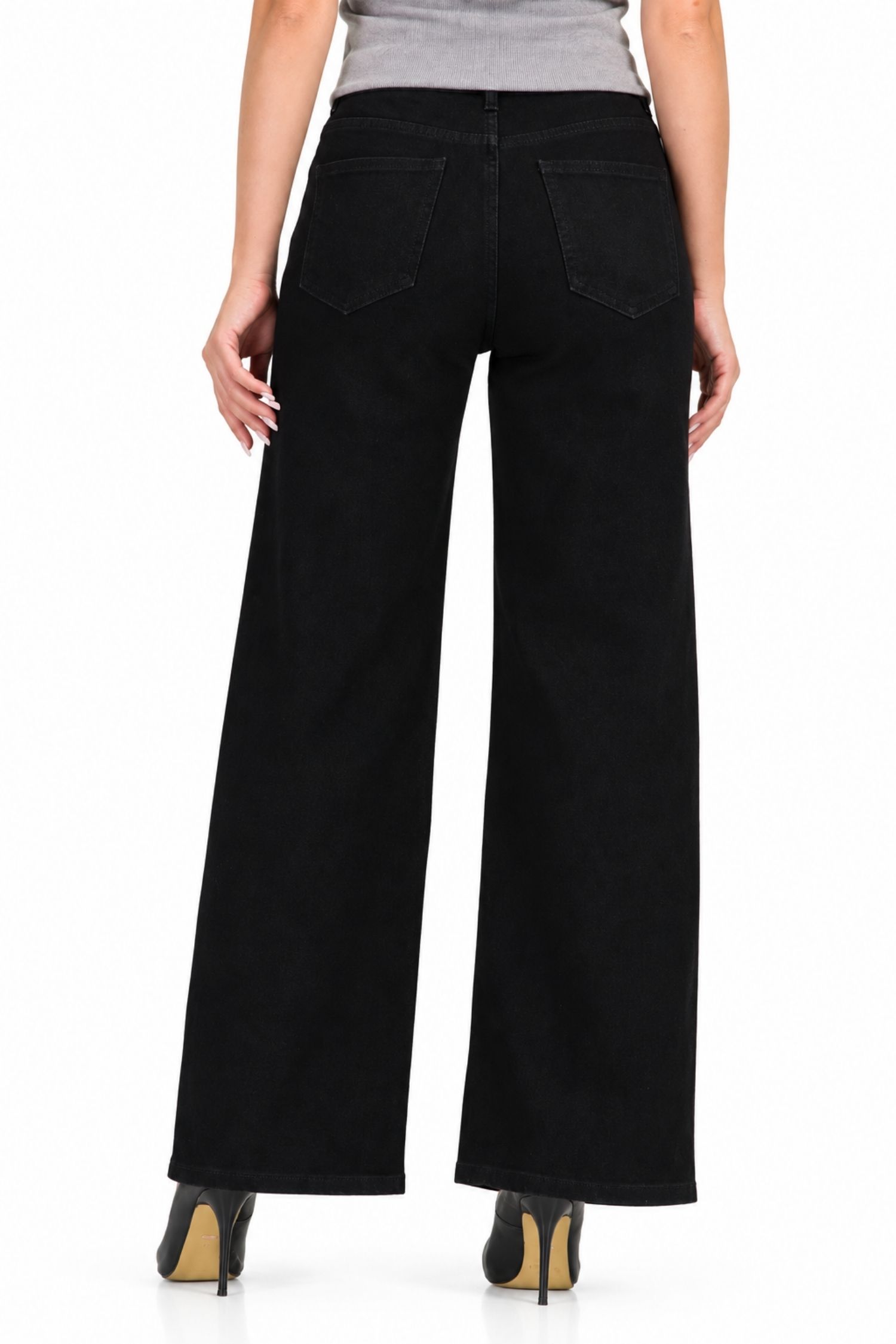 Blugi negru din denim lung larg 5 - StarShinerS.ro