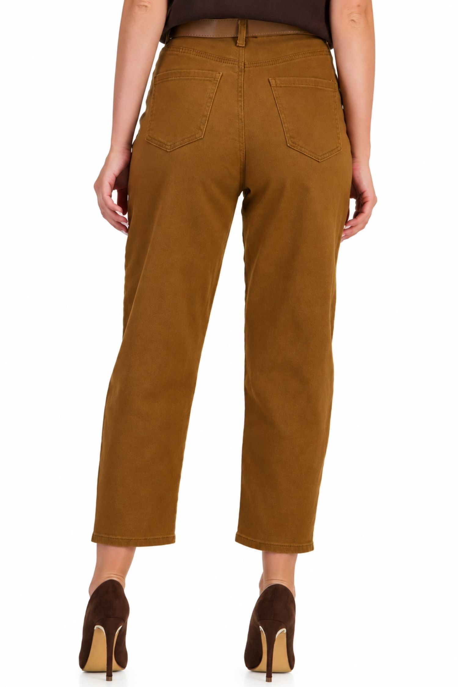Blugi maro din denim lung 4 - StarShinerS.ro