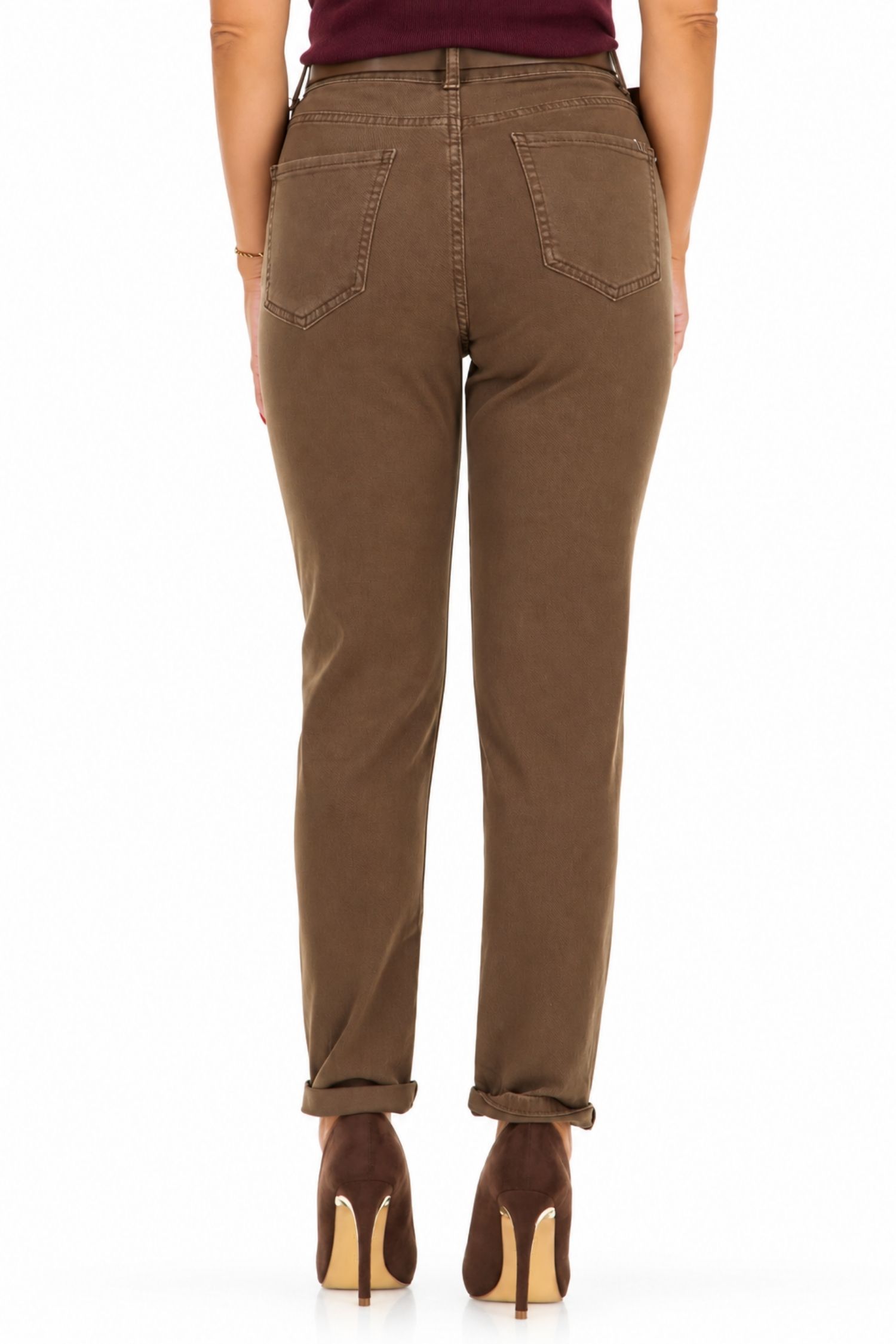 Blugi maro din materiale naturale skinny 4 - StarShinerS.ro