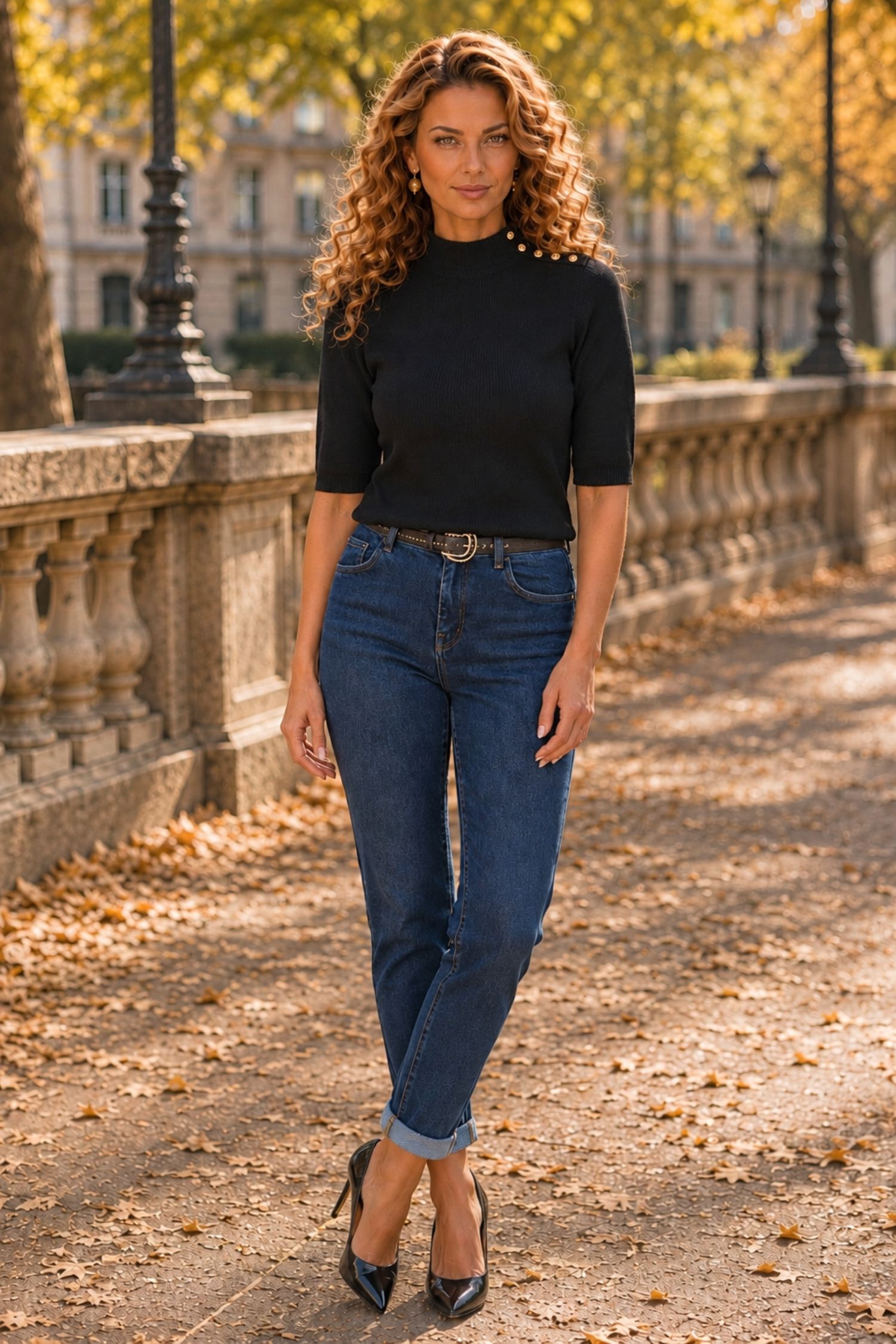 Blugi albastru din denim lung skinny 2 - StarShinerS.ro