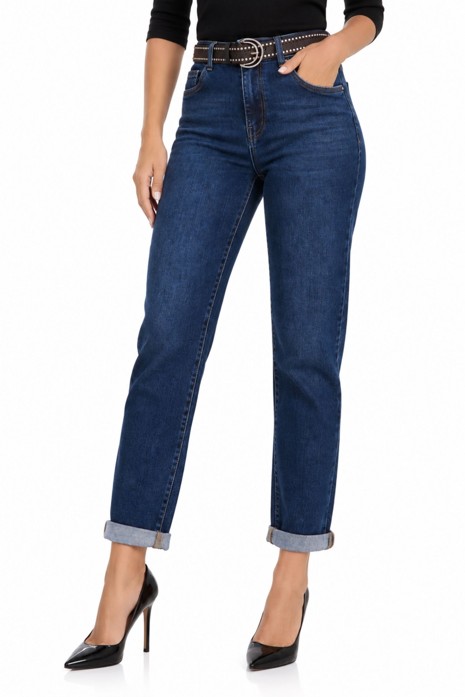 Blugi albastru din denim lung skinny 3 - StarShinerS.ro