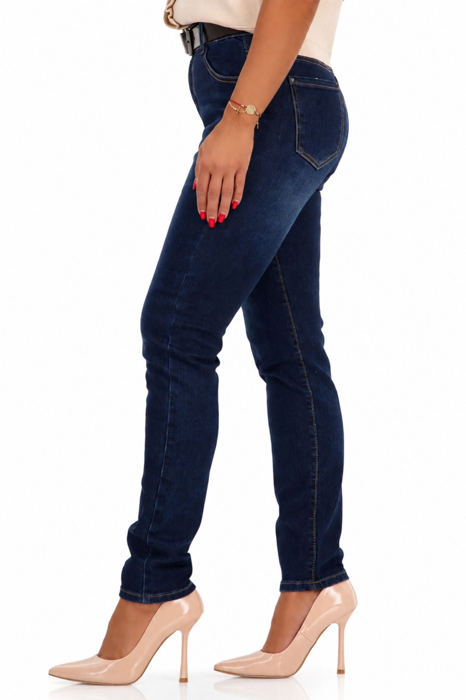 Blugi albastru din denim lung skinny 5 - StarShinerS.ro