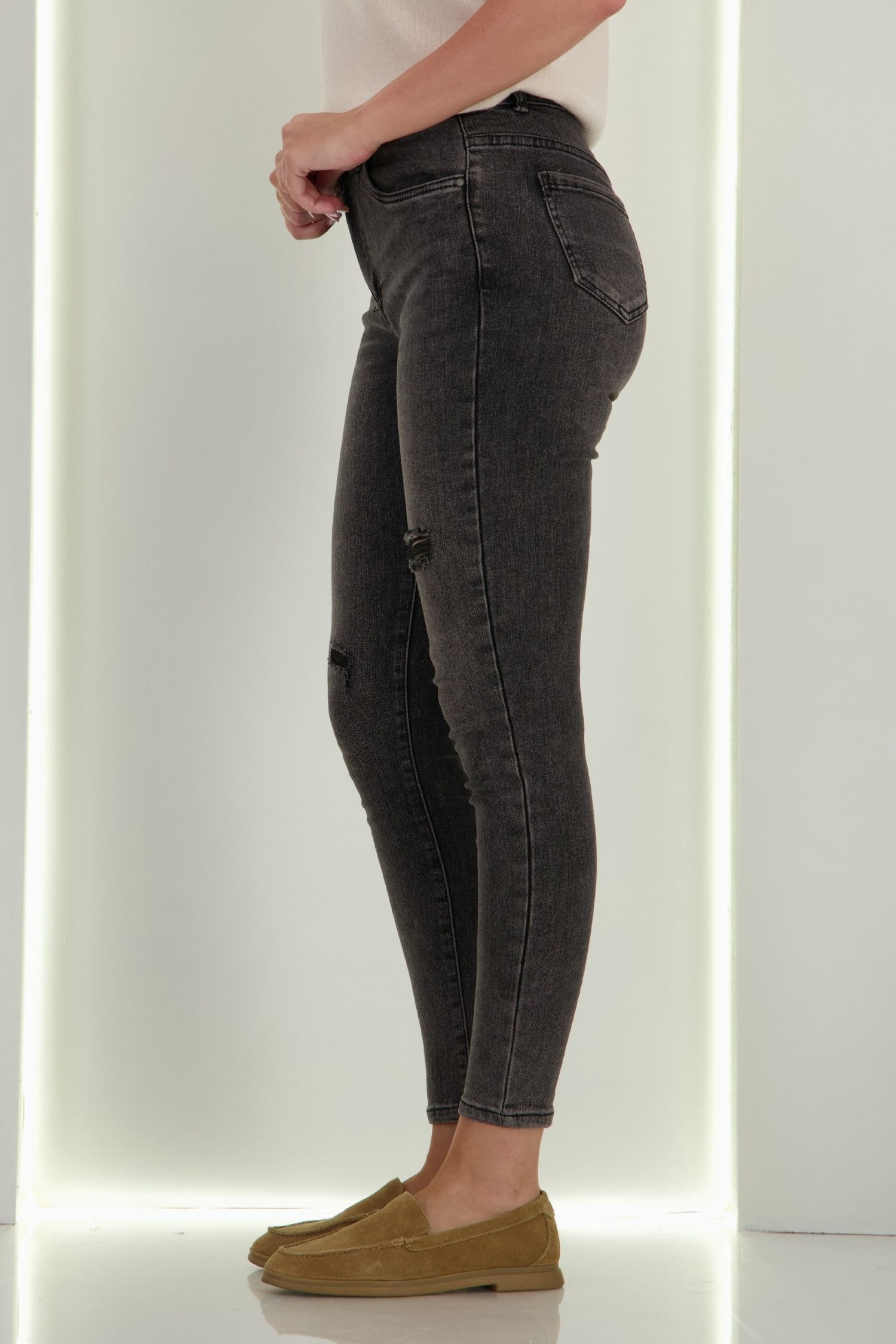 Blugi negri lungi skinny cu buzunare 6 - StarShinerS.ro