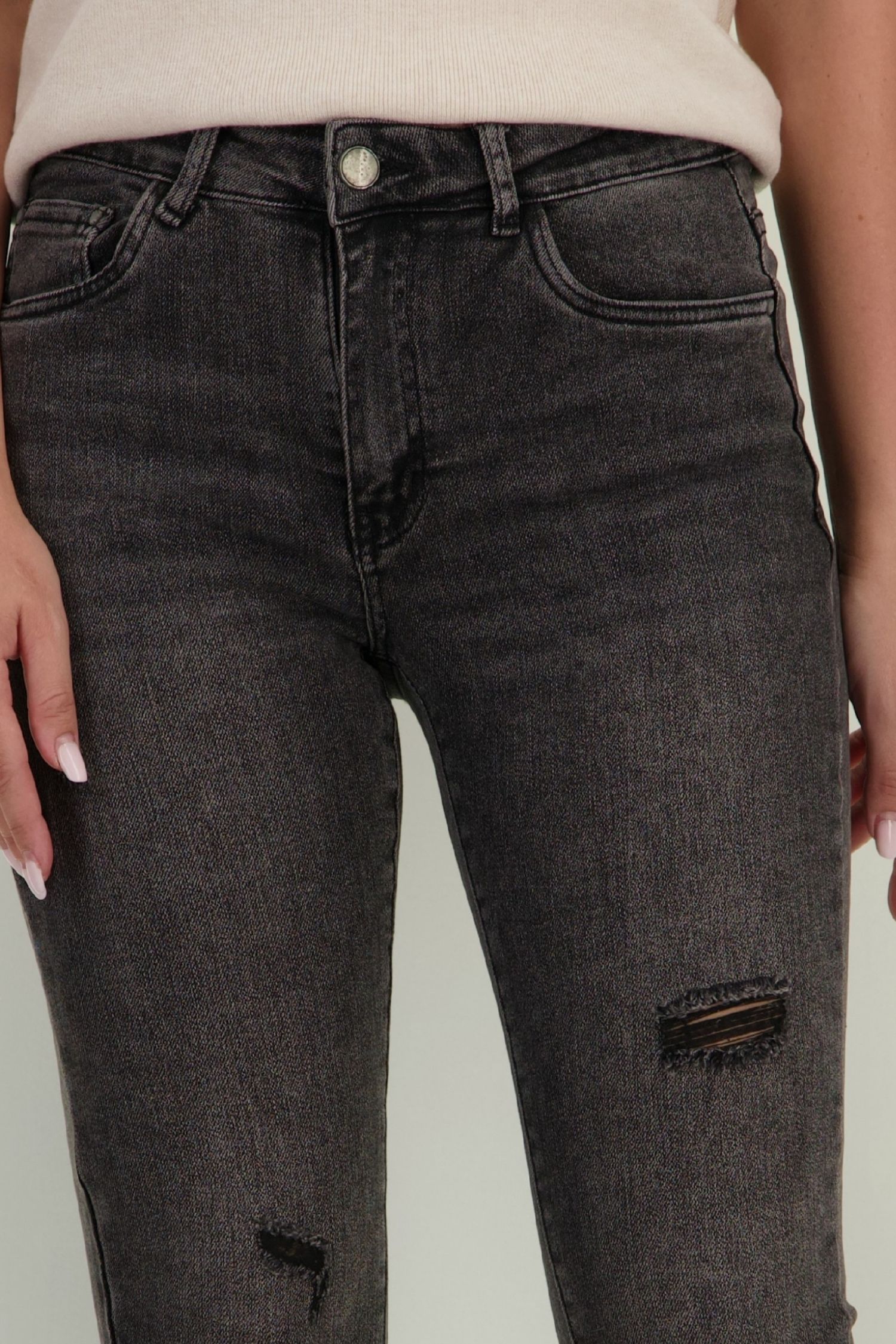 Blugi negri lungi skinny cu buzunare 3 - StarShinerS.ro