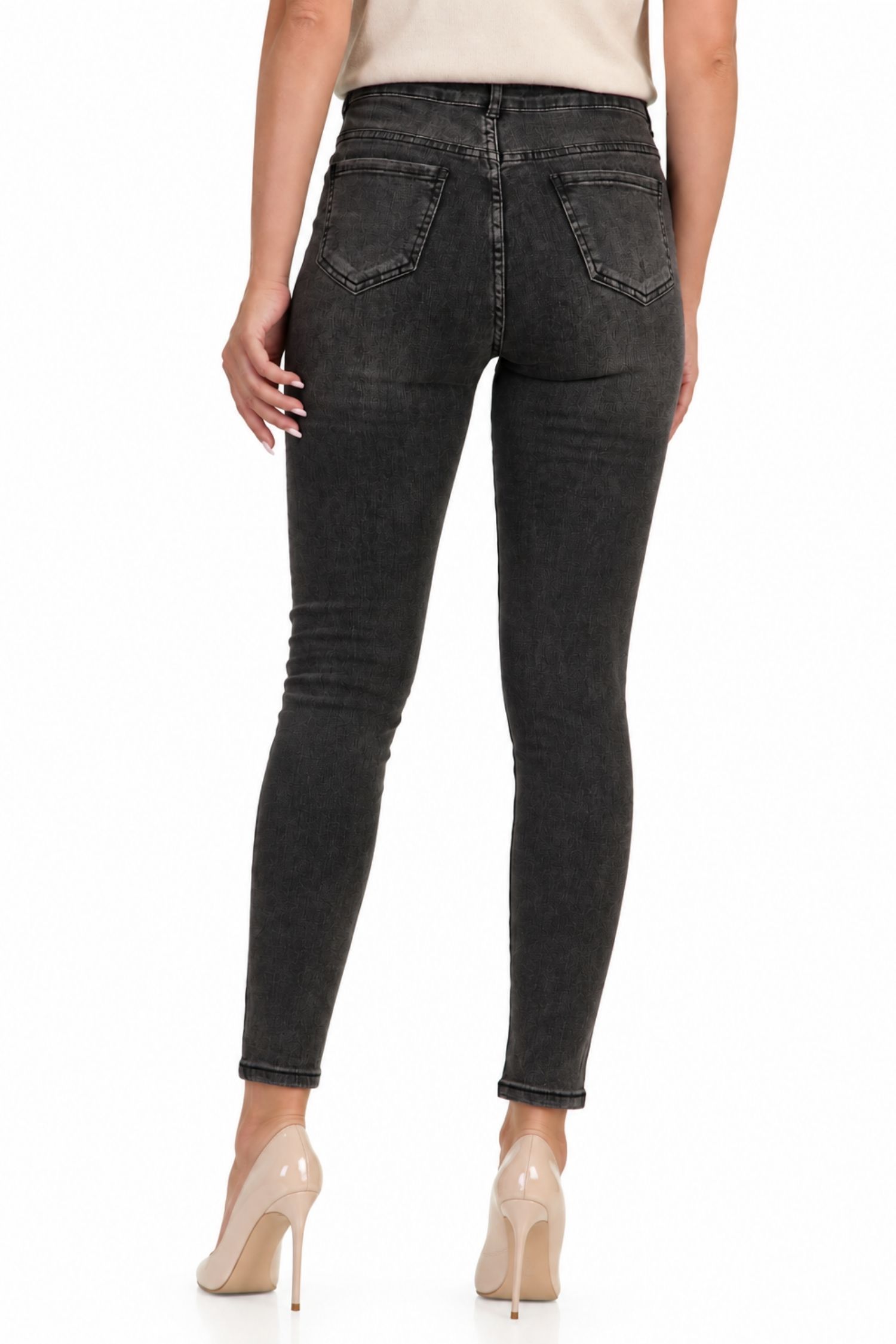 Blugi negru din denim lung skinny 5 - StarShinerS.ro