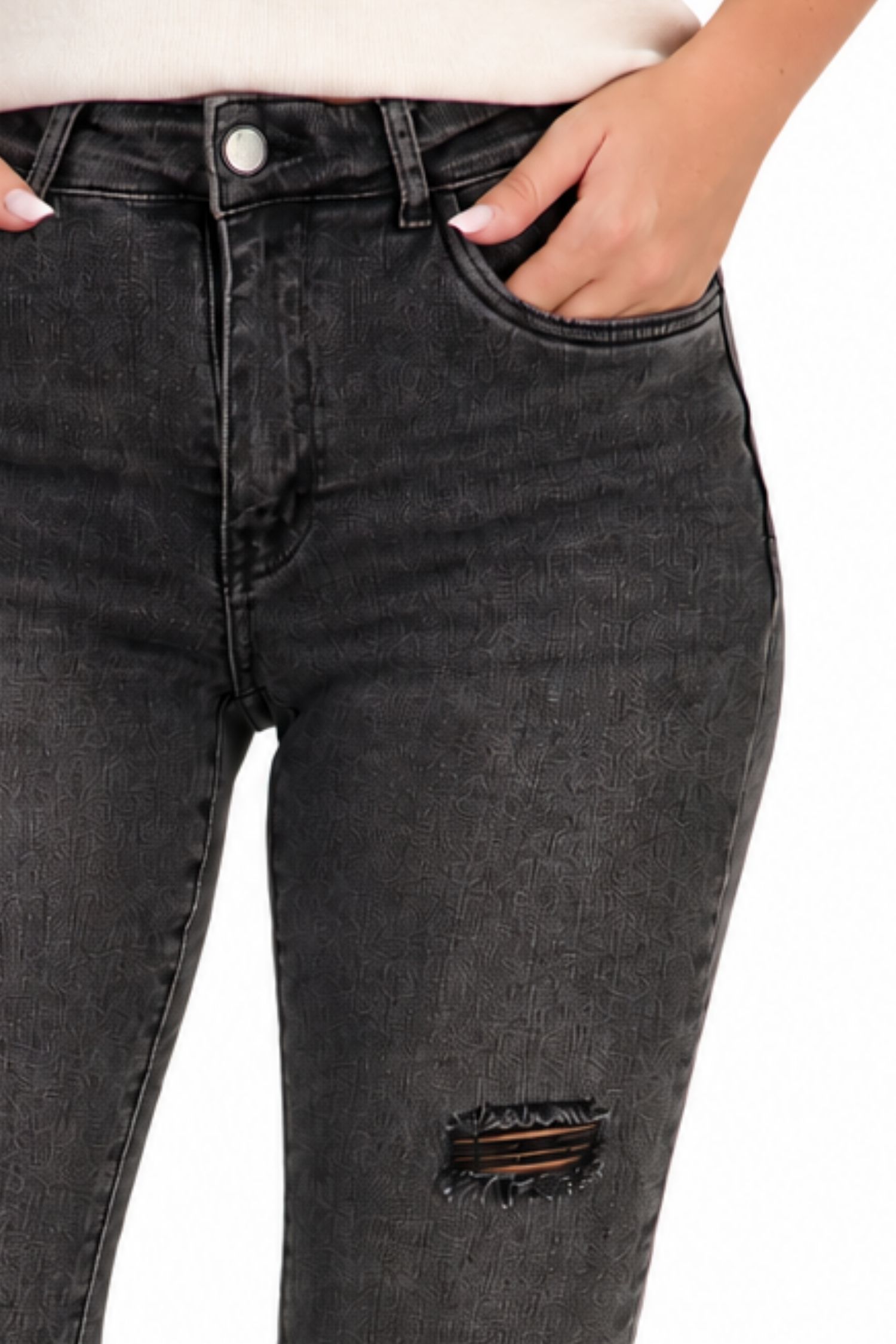 Blugi negru din denim lung skinny 6 - StarShinerS.ro