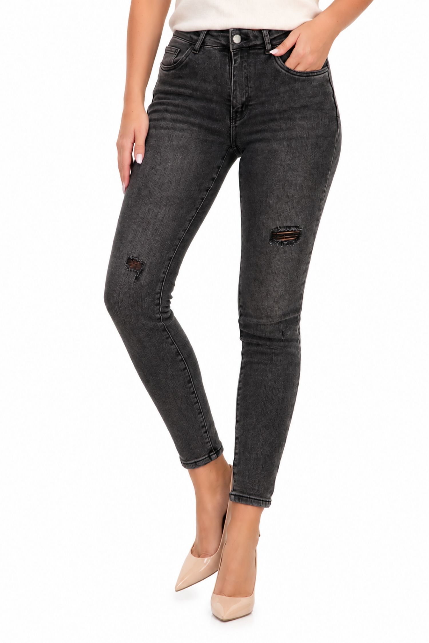 Blugi negru din denim lung skinny 3 - StarShinerS.ro