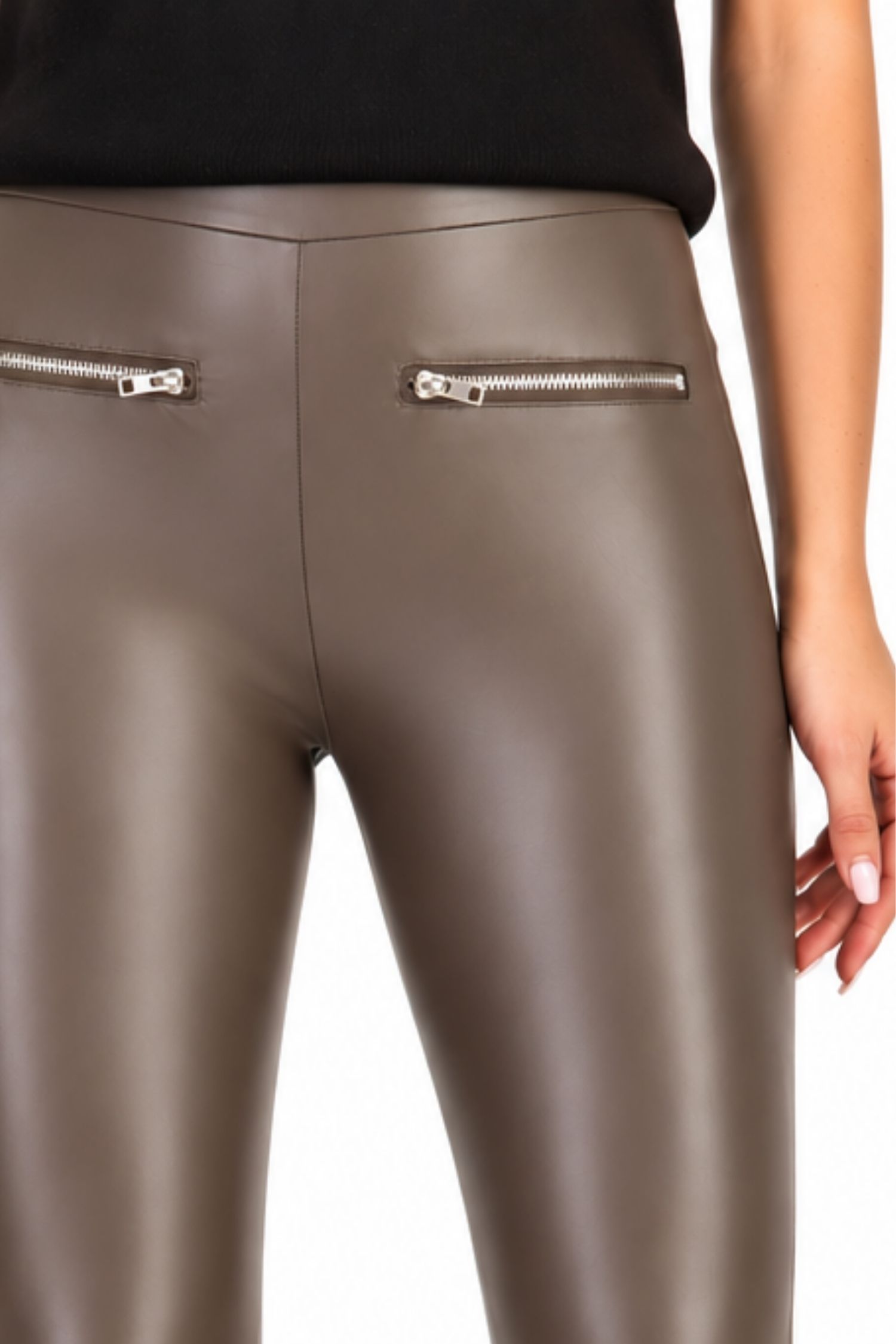 Colanti gri din piele ecologica lung 5 - StarShinerS.ro