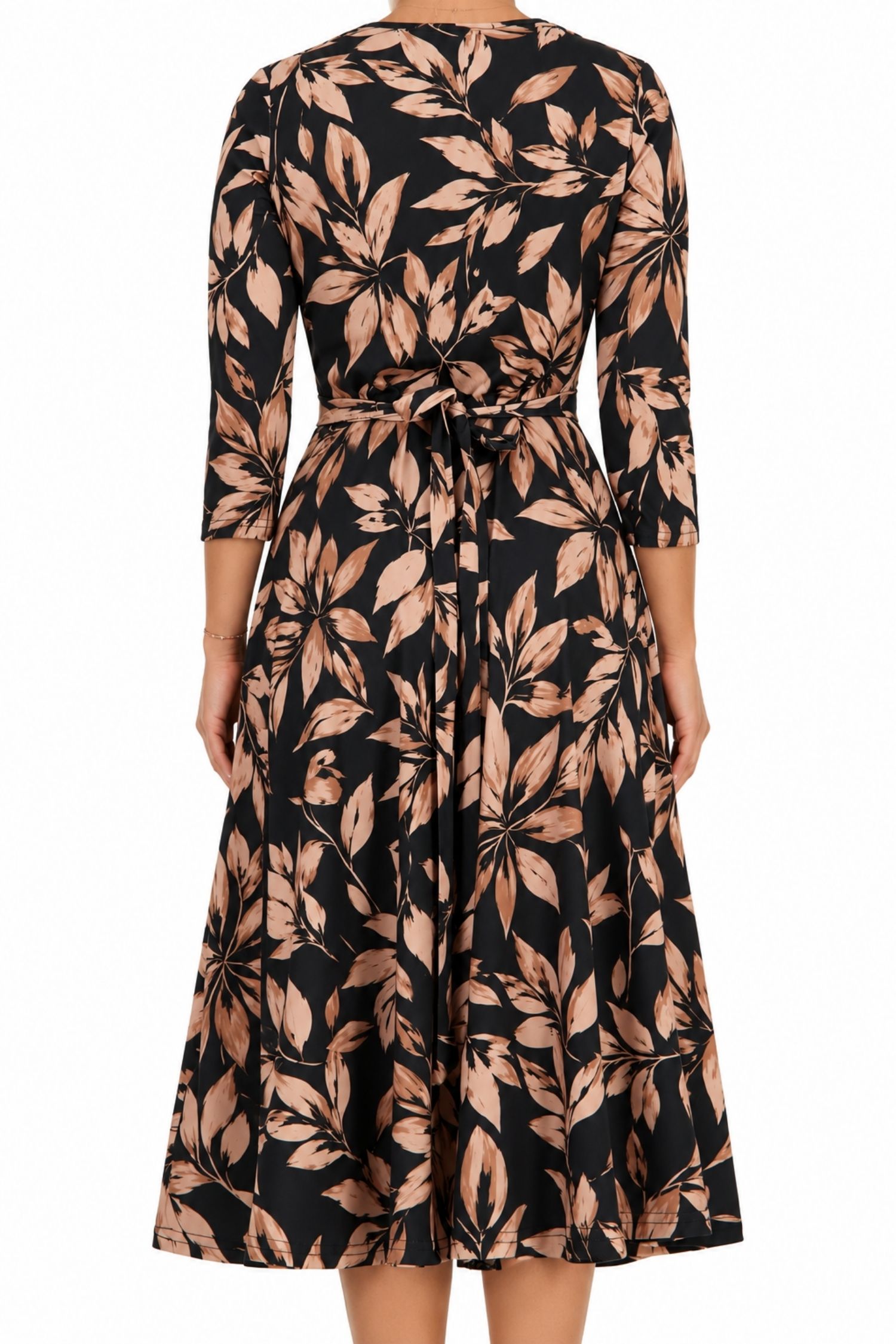 Rochie maro din modal midi clos floral 4 - StarShinerS.ro