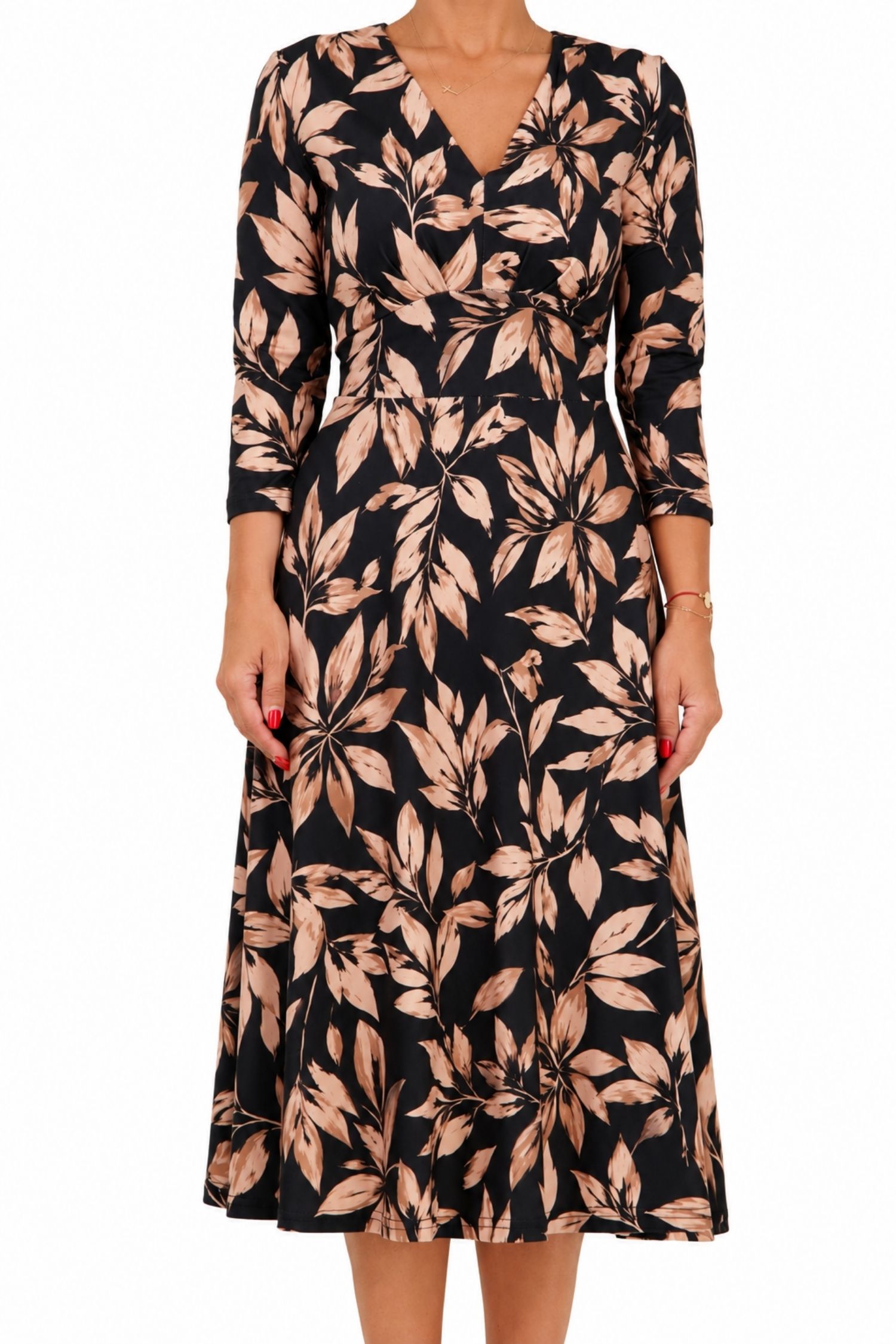 Rochie maro din modal midi clos floral 3 - StarShinerS.ro